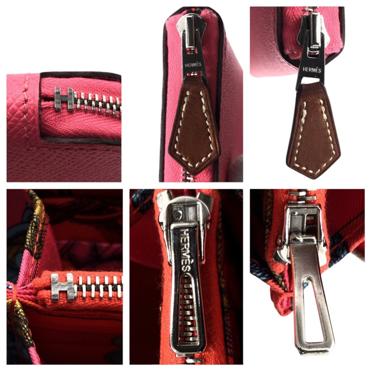 Hermes Long Wallet Purse Epsom Pink Rose Azalee Silvermetal Long Wallet Purse Zip Around Azap Long