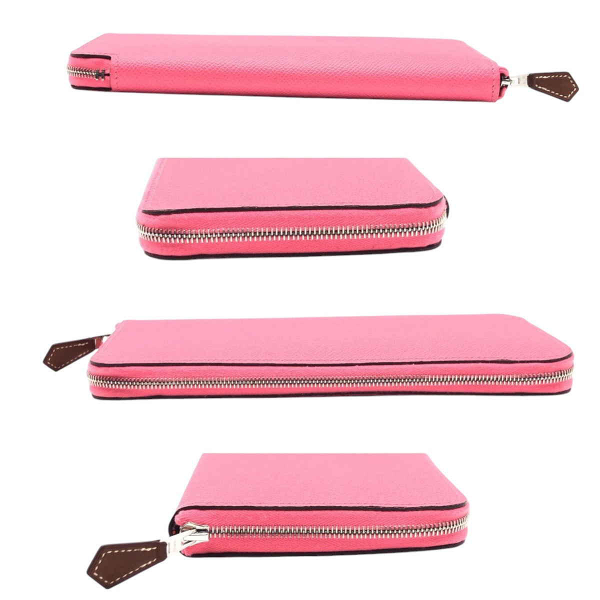 Hermes Long Wallet Purse Epsom Pink Rose Azalee Silvermetal Long Wallet Purse Zip Around Azap Long