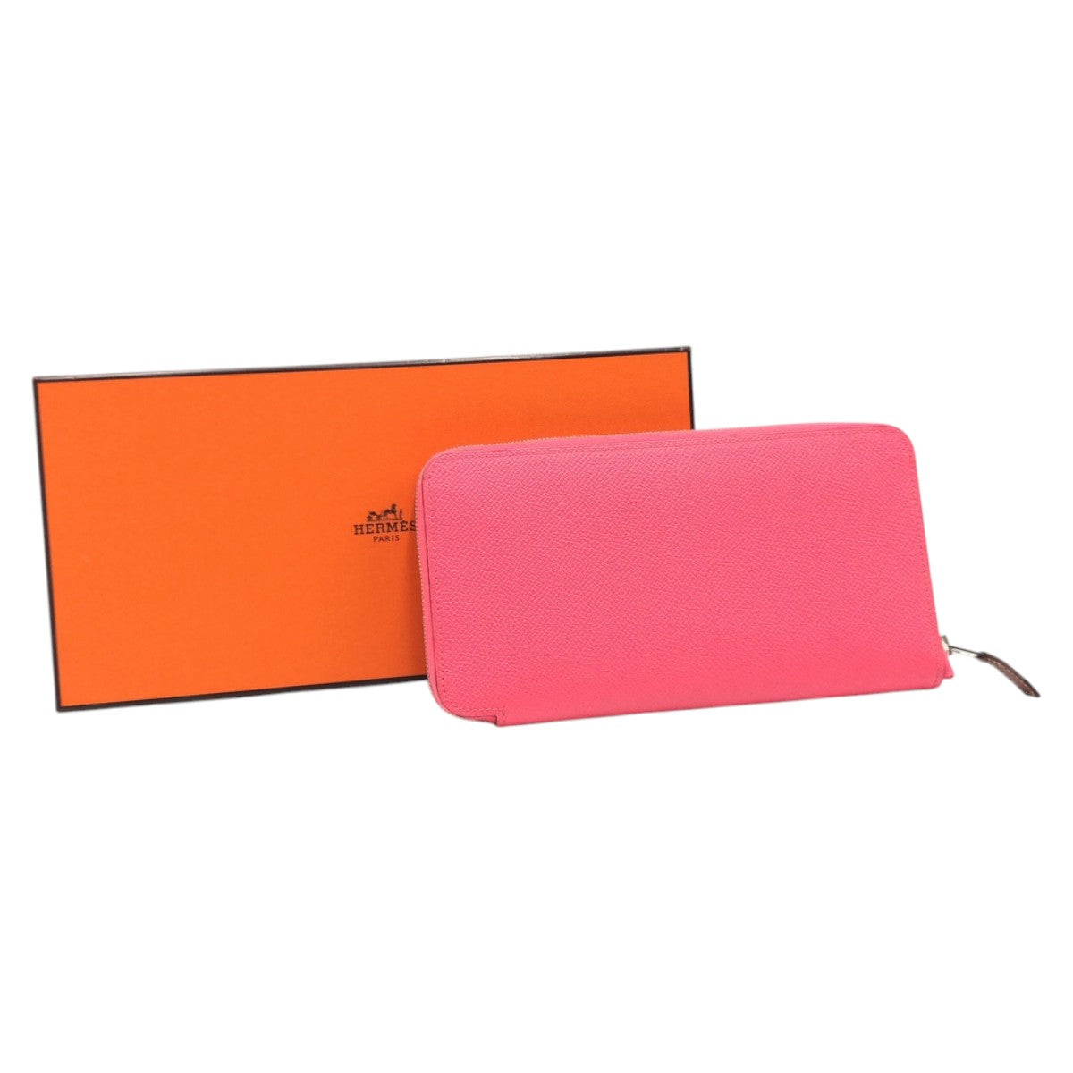Hermes Long Wallet Purse Epsom Pink Rose Azalee Silvermetal Long Wallet Purse Zip Around Azap Long