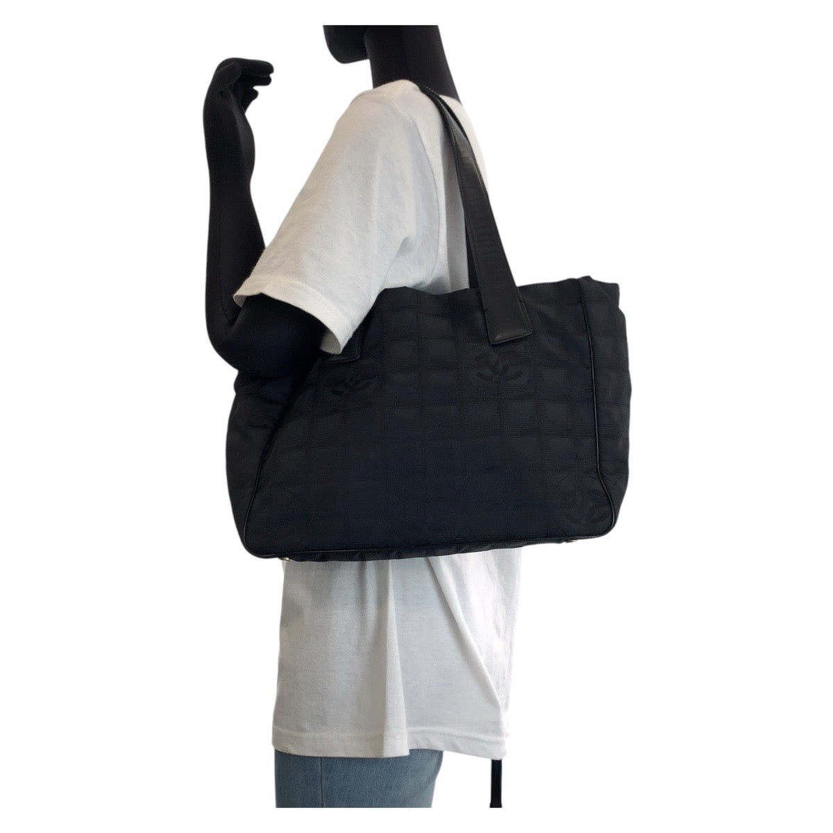 Chanel Tote Bag Canvas, Leather Black Goldmetal Tote Bag Shoulder Bag New Travel Line Coco Mark