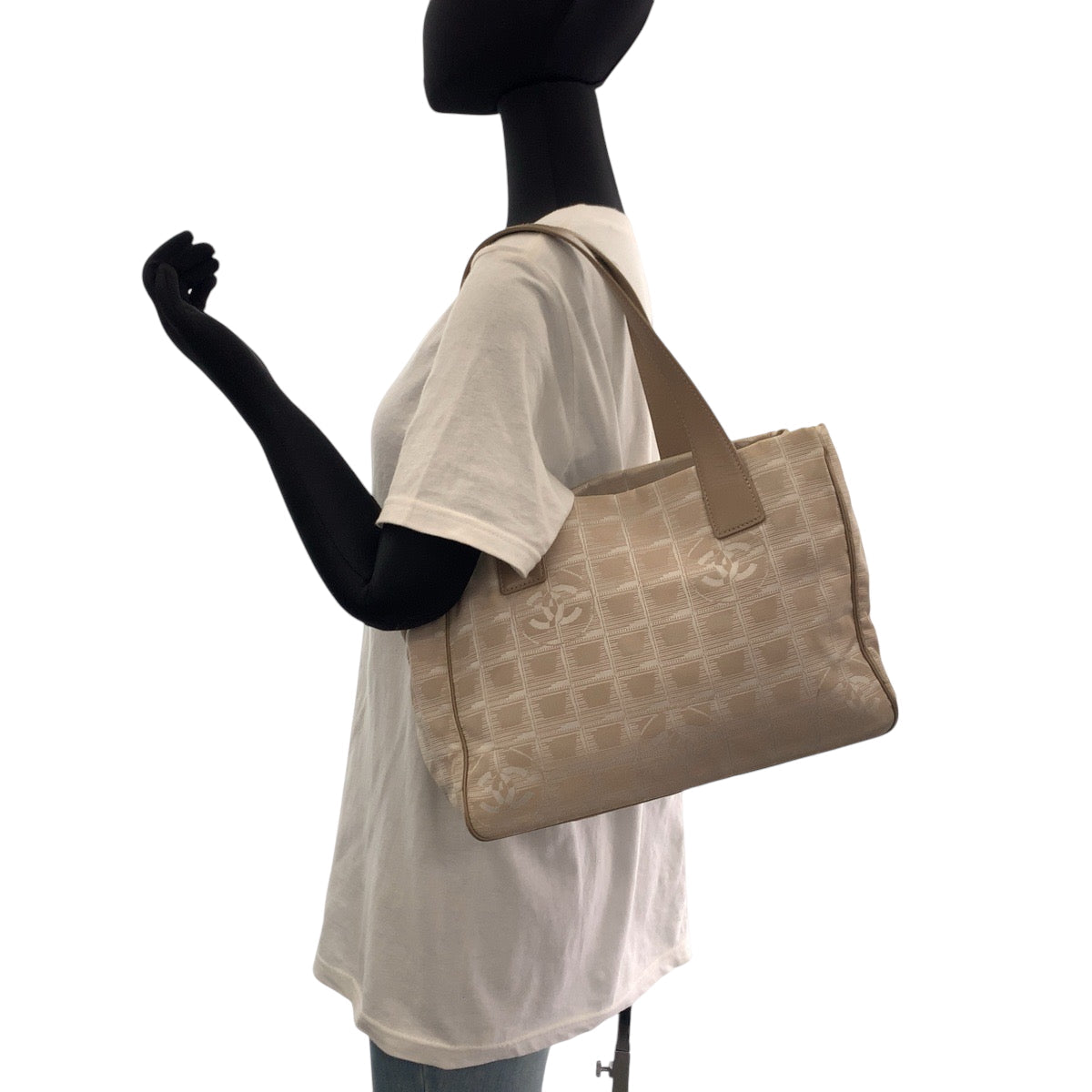 Chanel Tote Bag Canvas, Leather Beige Tote Bag Shoulder Bag New Travel Line Women