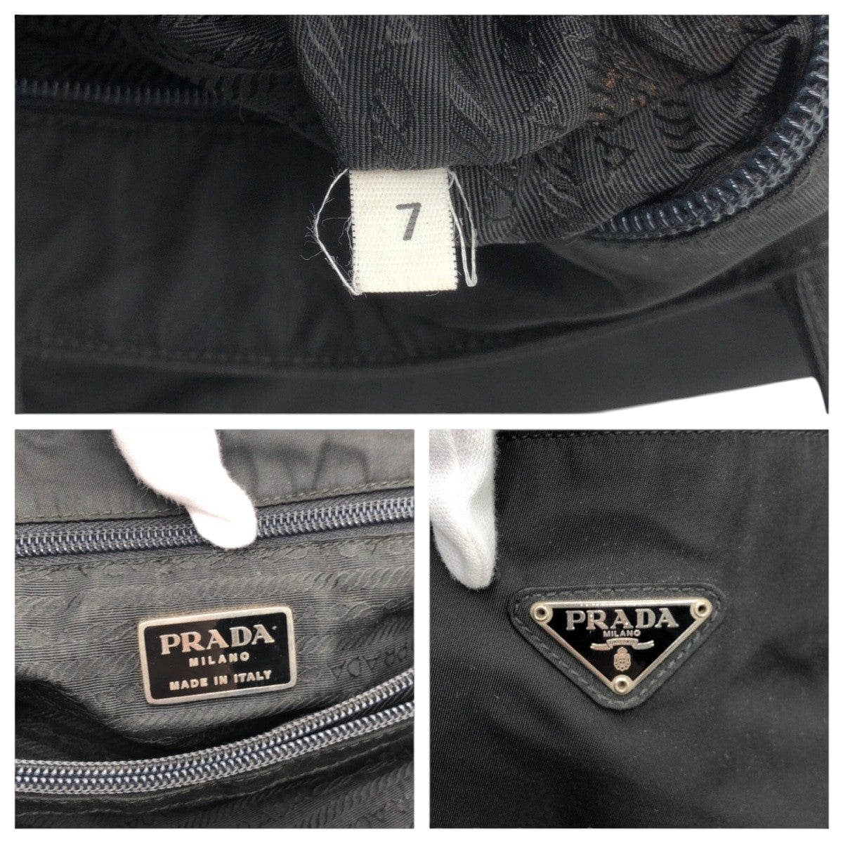 Prada Tote Bag Nylon Black Test Triangular Logo