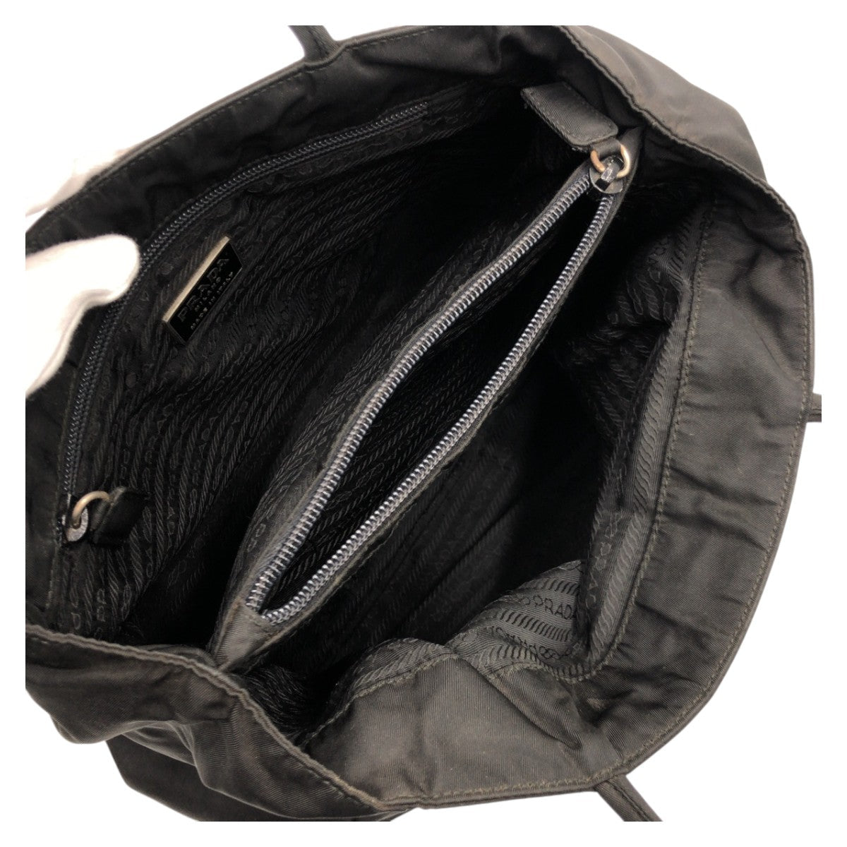Prada Tote Bag Nylon Black Test Triangular Logo