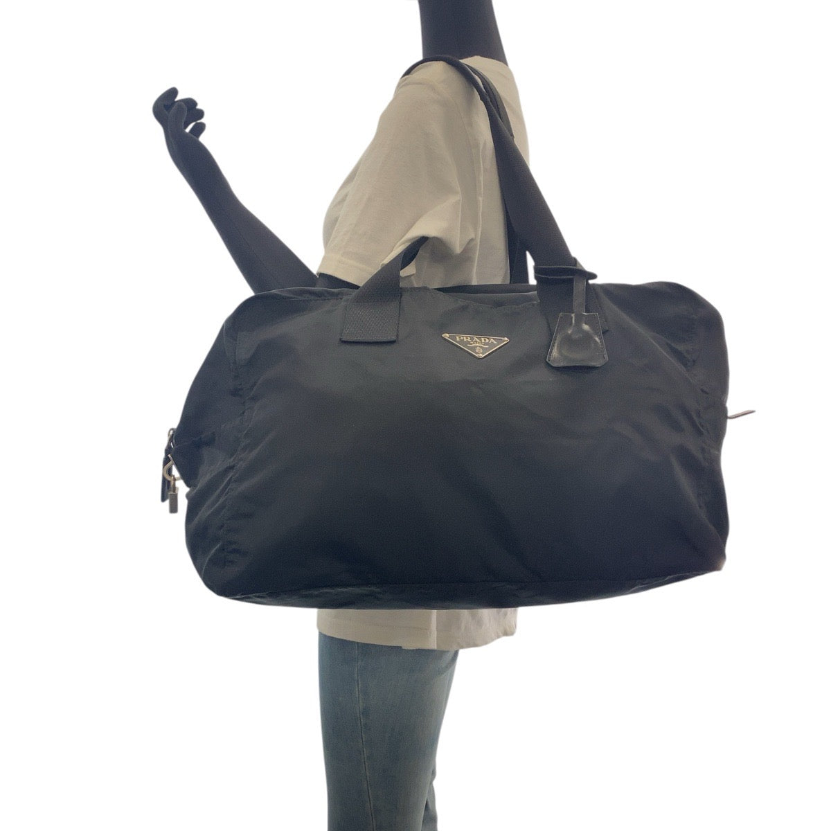 Prada Boston Duffel Bag Nylon Black Boston Duffel Bag Handbag Unisex Test Triangle With Logo Women