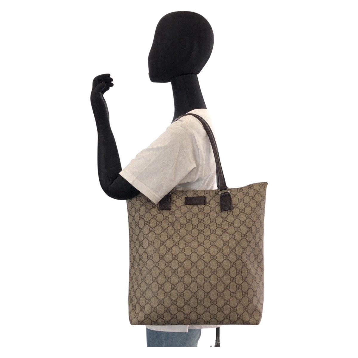 Gucci Tote Bag 131220 Gg Supreme Canvas, Leather Beige Brown Tote Bag Shoulder Bag Women