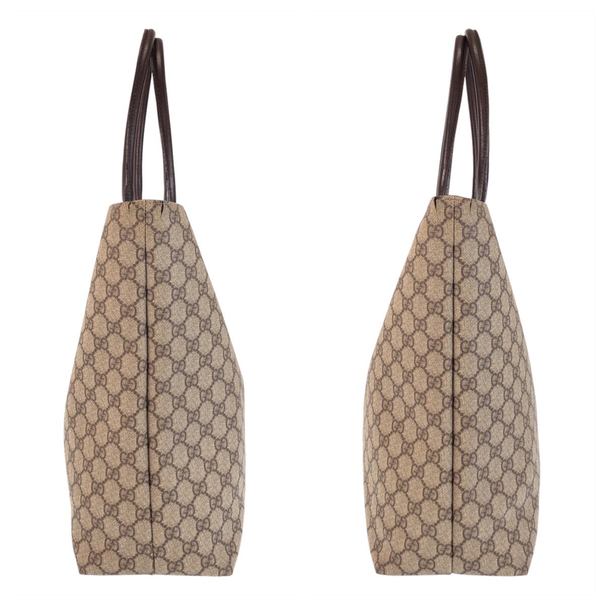 Gucci Tote Bag 131220 Gg Supreme Canvas, Leather Beige Brown Tote Bag Shoulder Bag Women