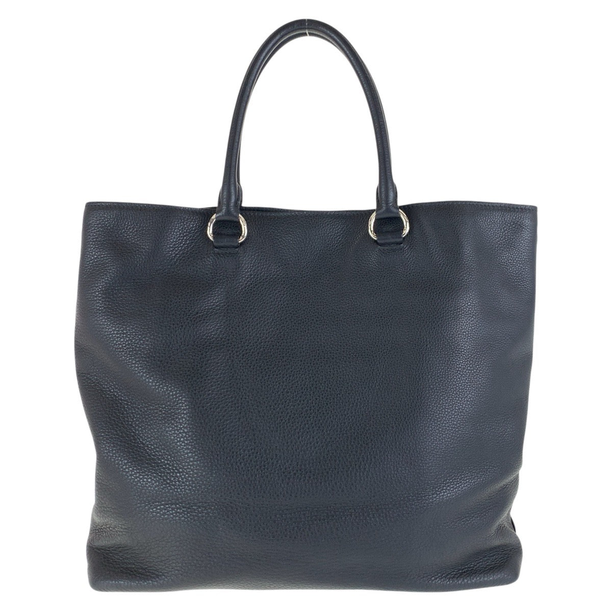 Prada Tote Bag Leather Black Silvermetal Tote Bag Shoulder Bag 2Way Vittero Dyno Triangle With Logo