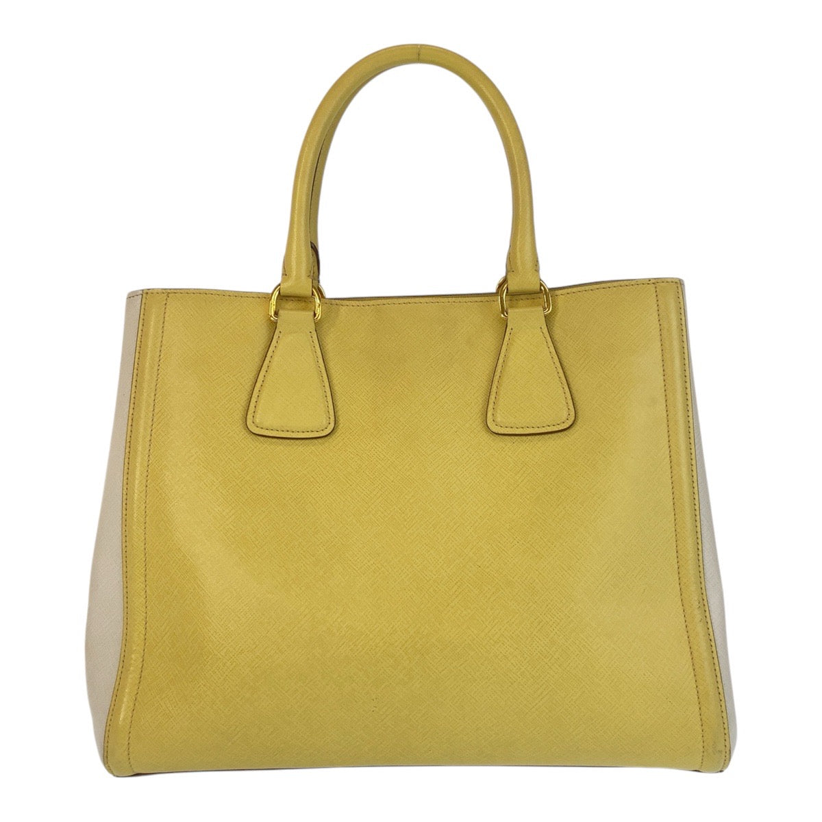 Prada Handbag Leather Yellow Gold Metal Handbag Shoulder Bag 2Way Safiano Women