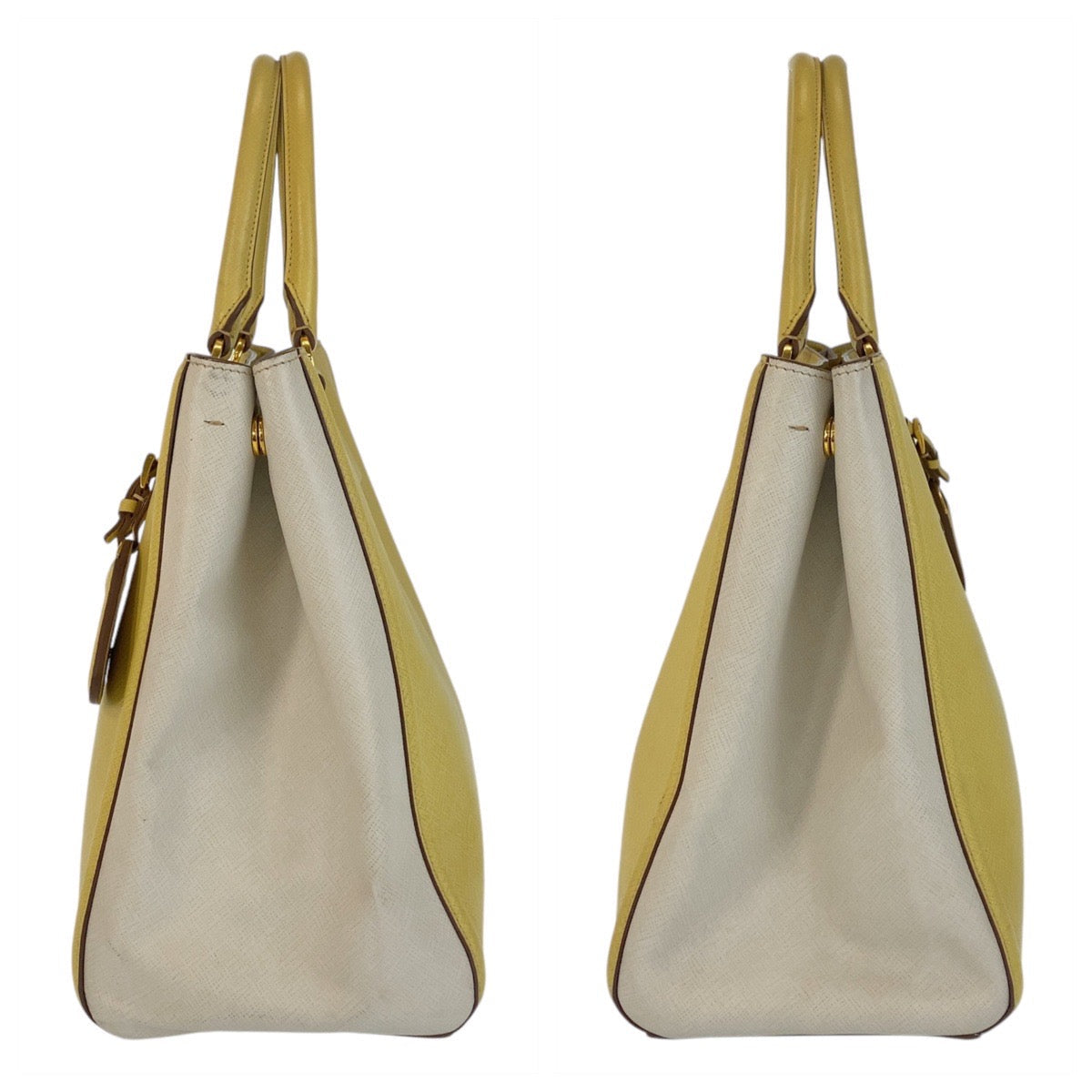 Prada Handbag Leather Yellow Gold Metal Handbag Shoulder Bag 2Way Safiano Women