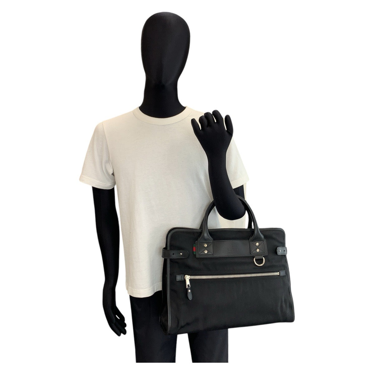 Gucci Business Bag 246410 Nylon, Leather Black Business Bag Briefcase Sherry Line Mens