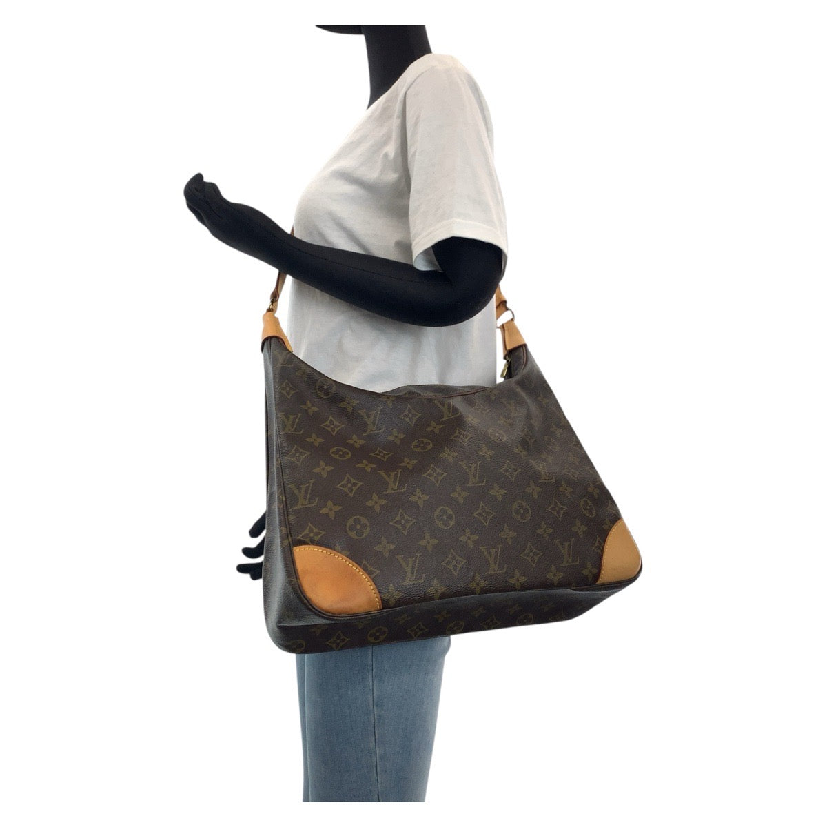 Louis Vuitton Shoulder Bag M51260 Pvc, Leather Brown Gold Metal Monogram Boulogne35 Women