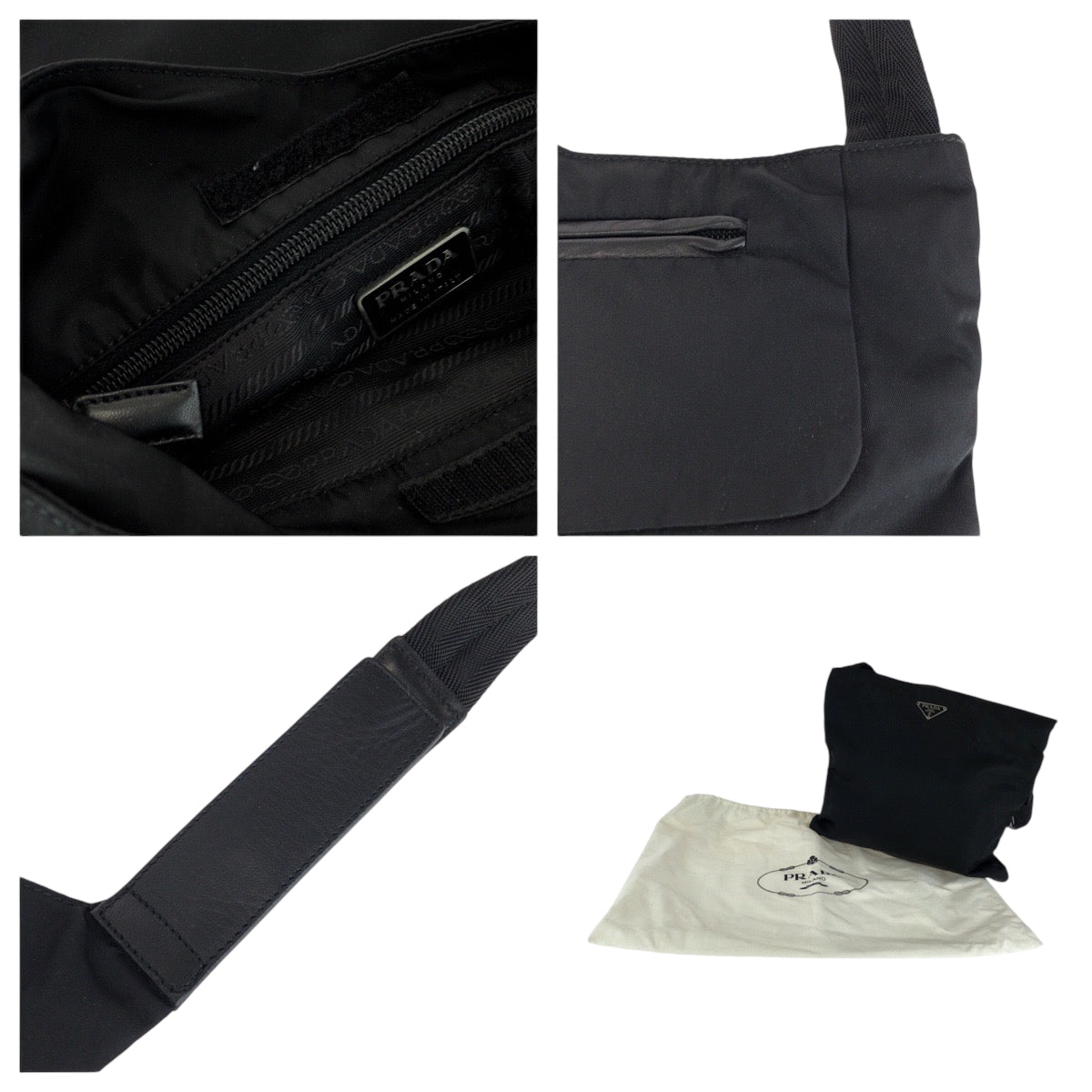 Prada Shoulder Bag Nylon Black Silvermetal Shoulder Bag Sacoche Test Triangle With Logo Women