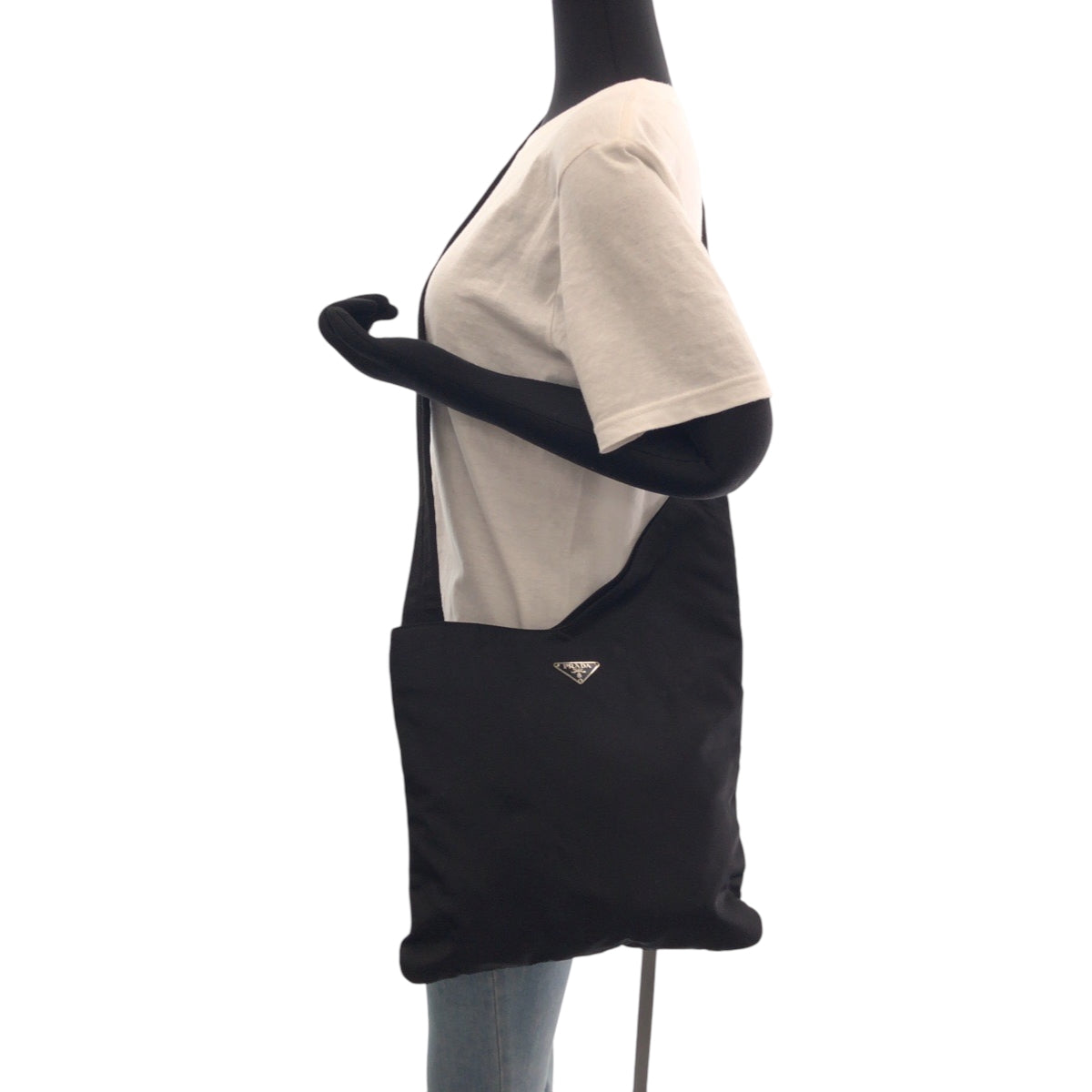 Prada Shoulder Bag Nylon Black Silvermetal Shoulder Bag Sacoche Test Triangle With Logo Women