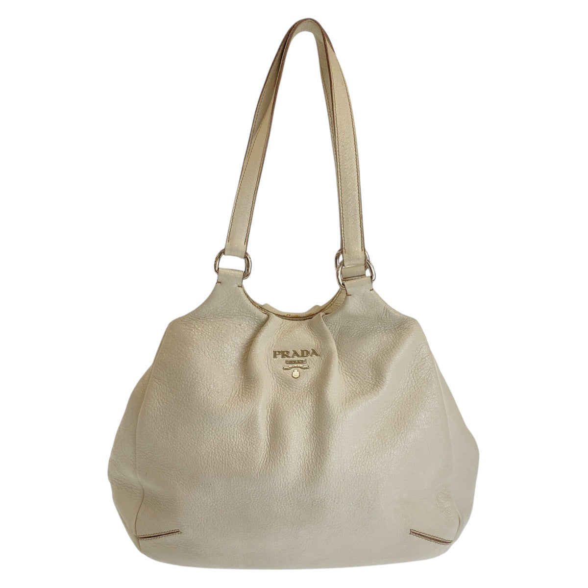 Prada Shoulder Bag Leather White Silvermetal Women