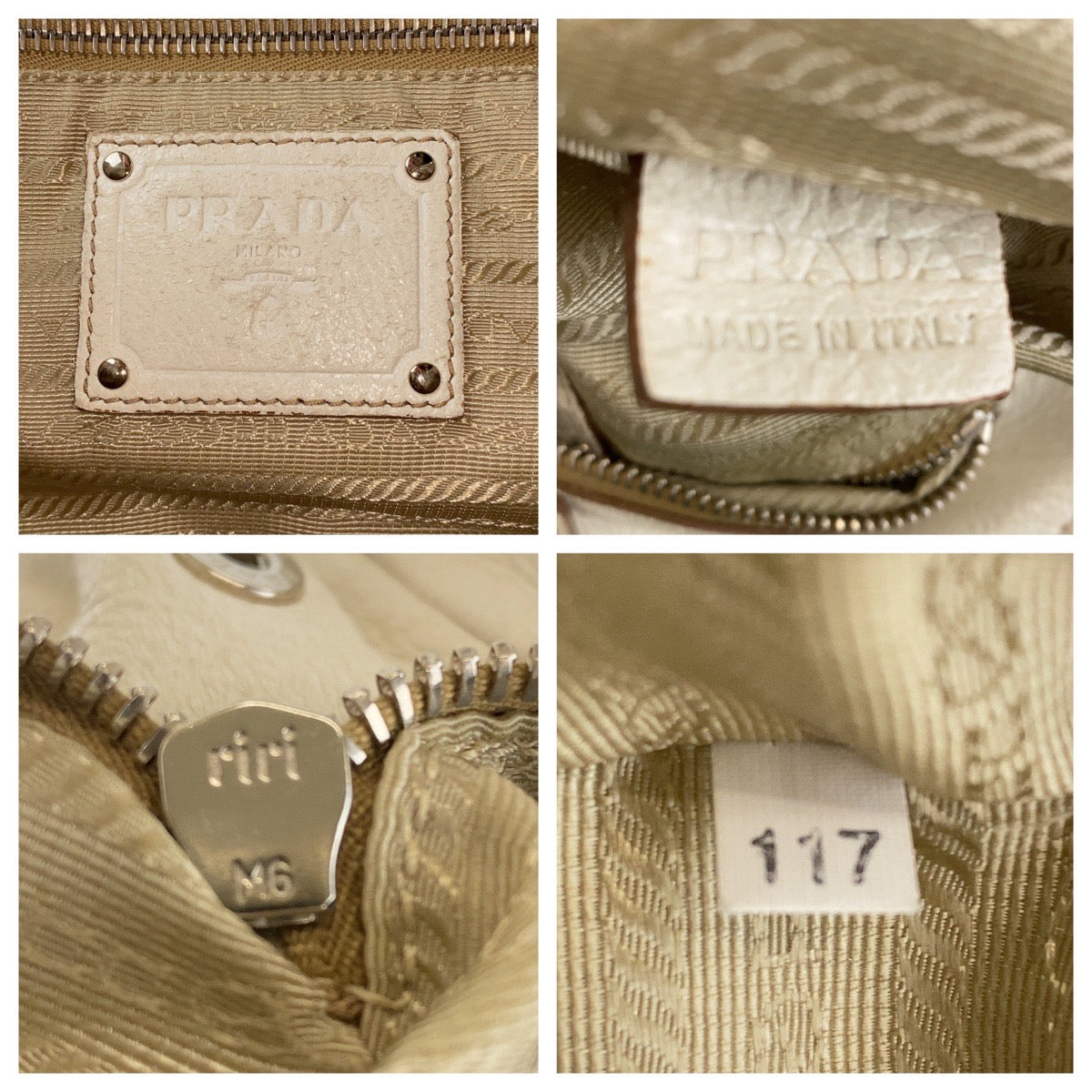 Prada Shoulder Bag Leather White Silvermetal Women