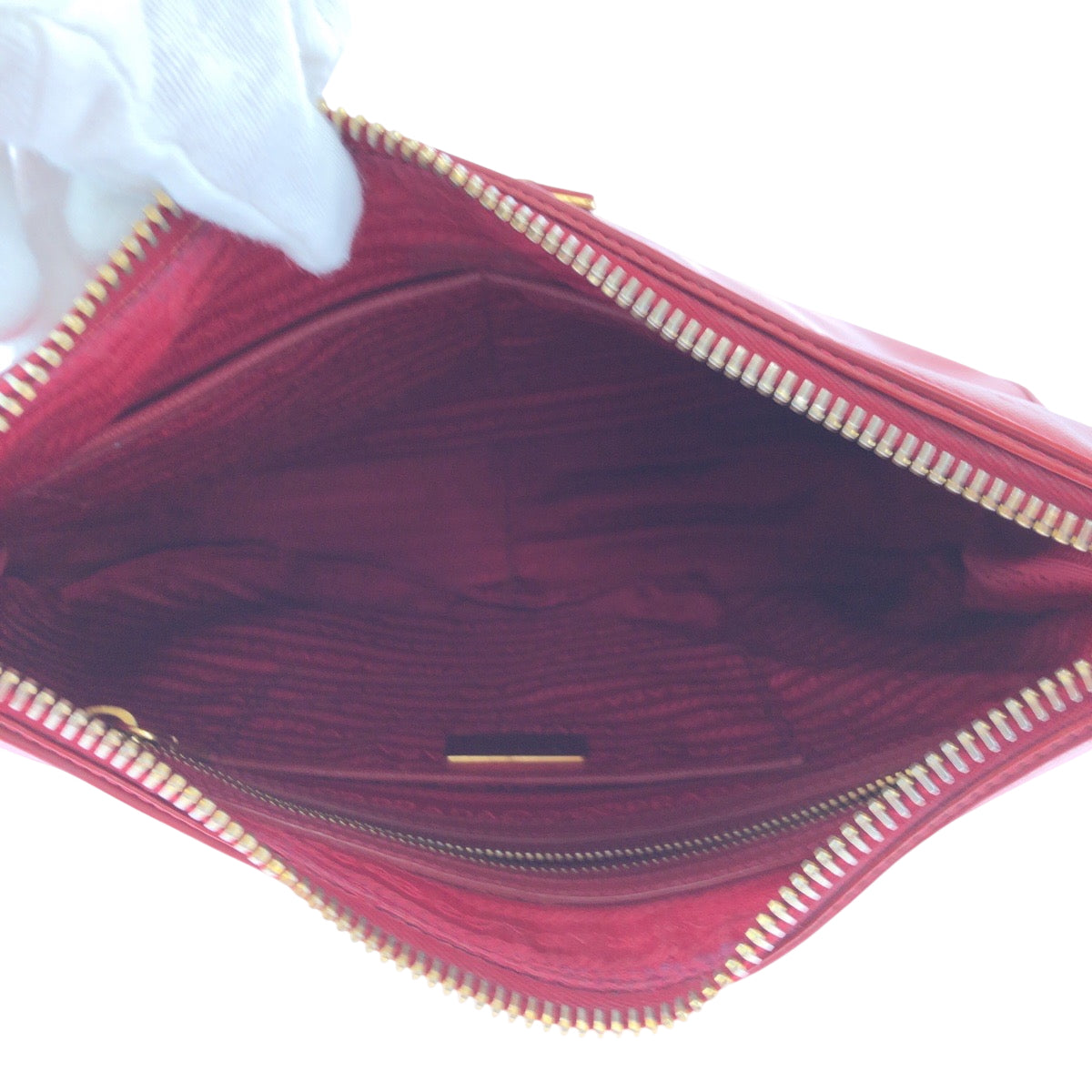 Prada Shoulder Bag Leather Red Gold Metal One Shoulder Bag Safiano Hobo Women