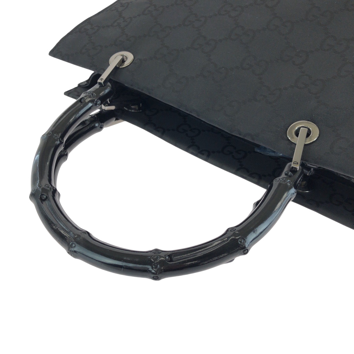 Gucci Handbag 002 1016 Nylon Black Handbag Tote Bag Bamboo Women