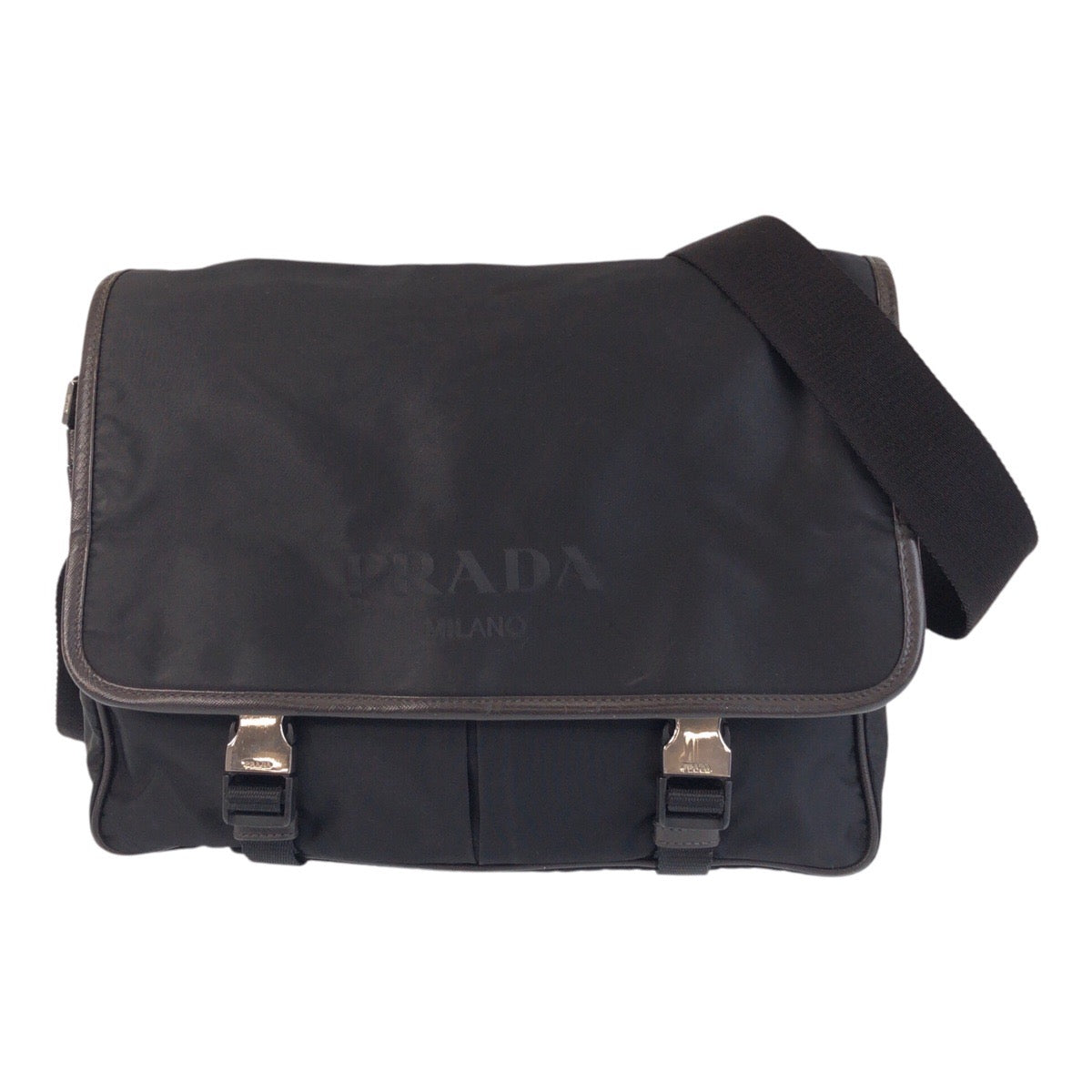 Prada Shoulder Bag Nylon Black Silvermetal Shoulder Bag Messenger Bag Test Triangle With Logo Women