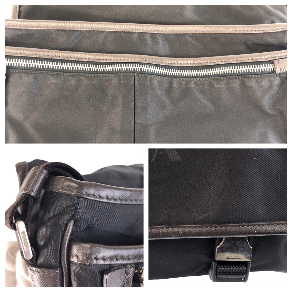 Prada Shoulder Bag Nylon Black Silvermetal Shoulder Bag Messenger Bag Test Triangle With Logo Women