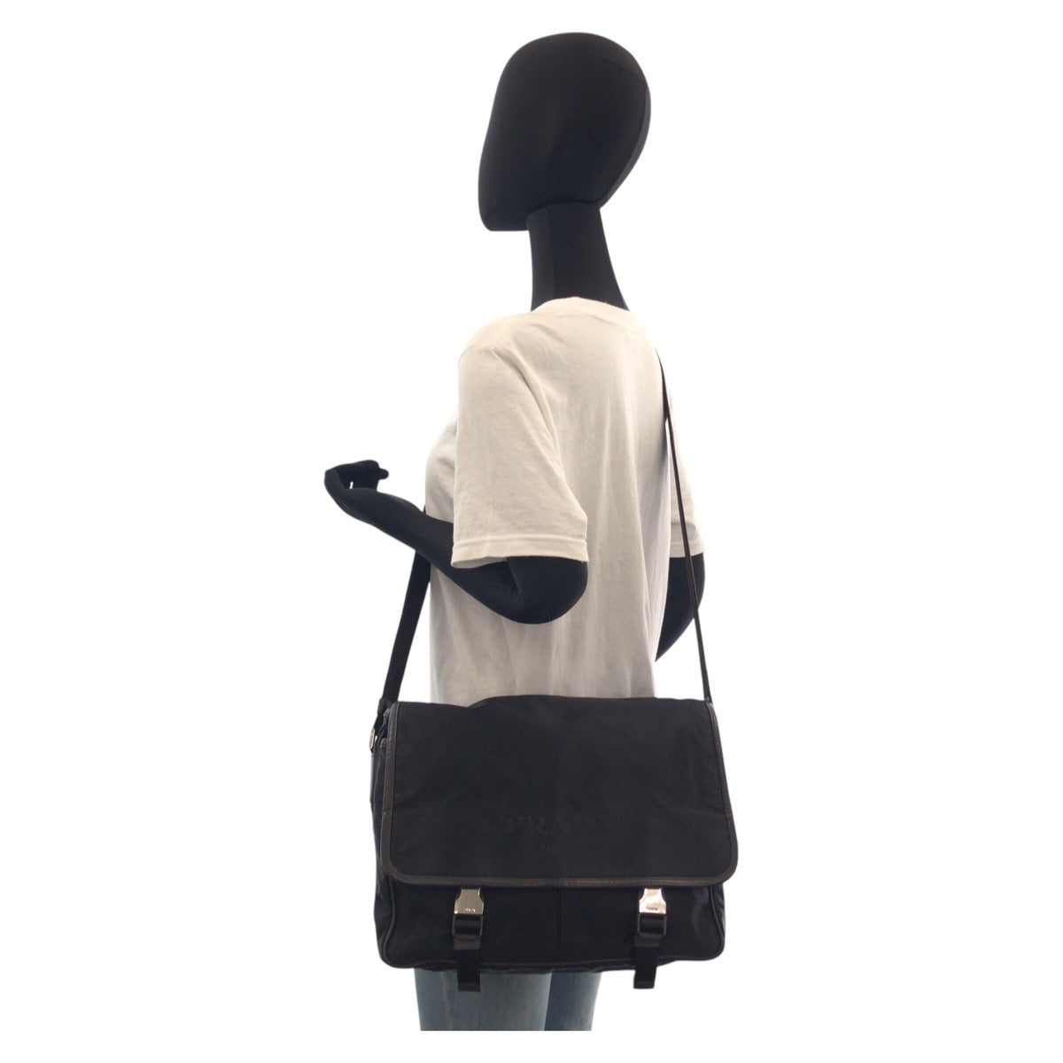 Prada Shoulder Bag Nylon Black Silvermetal Shoulder Bag Messenger Bag Test Triangle With Logo Women