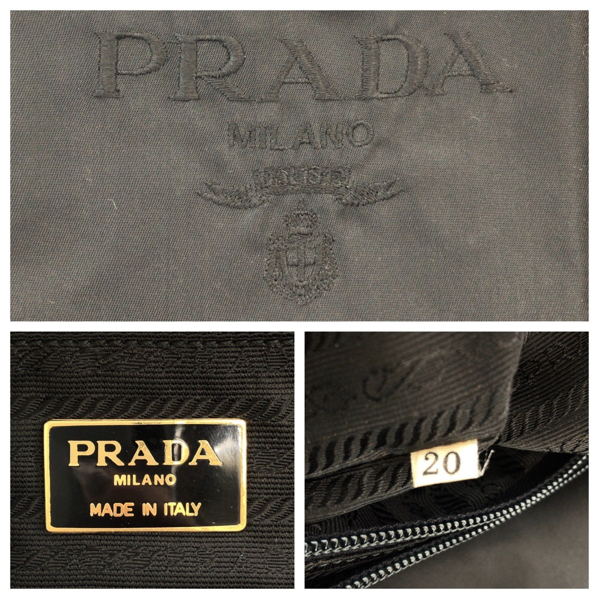 Prada Tote Bag Nylon Black Goldmetal Tote Bag Shoulder Bag Test Logo Embroidery Women