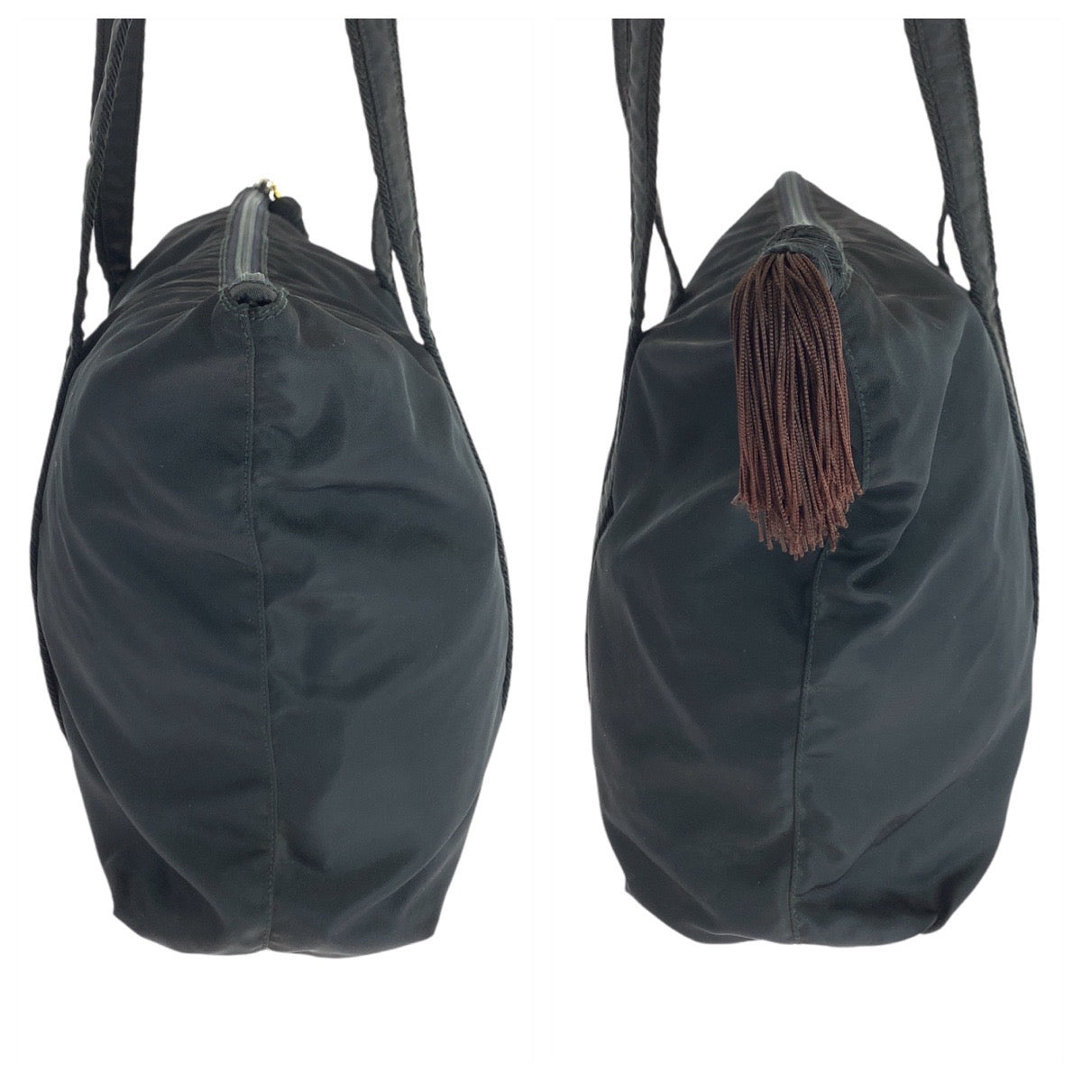 Prada Tote Bag Nylon Black Goldmetal Tote Bag Shoulder Bag Test Logo Embroidery Women