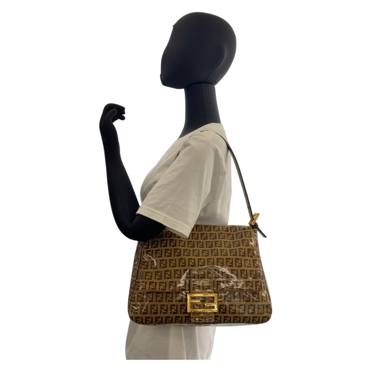 Fendi Shoulder Bag Patent Leather, Leather Brown Zucchino Mamma Bucket Women