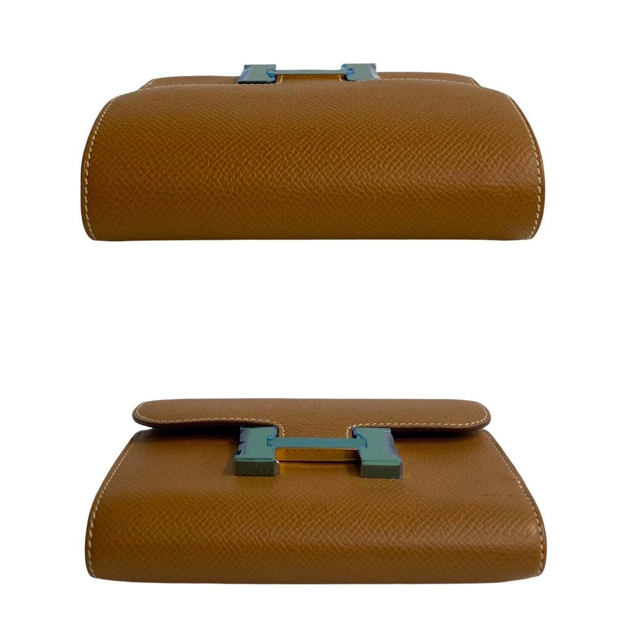 Hermes Bifold Wallet Epsom Brown Logo Metal Constance Compact Women