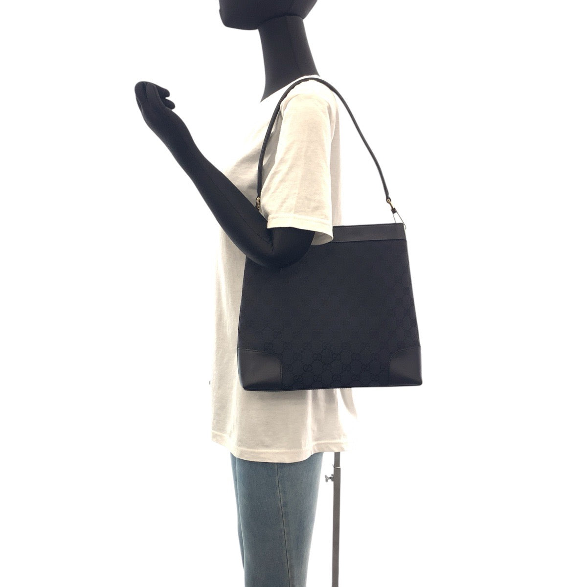 Gucci Shoulder Bag 001 4231 Gg Canvas, Leather Black Goldmetal Women