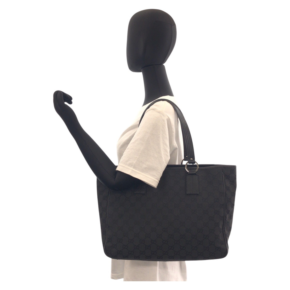 Gucci Tote Bag 113017 Gg Canvas, Leather Black Black Tote Bag Shoulder Bag Women