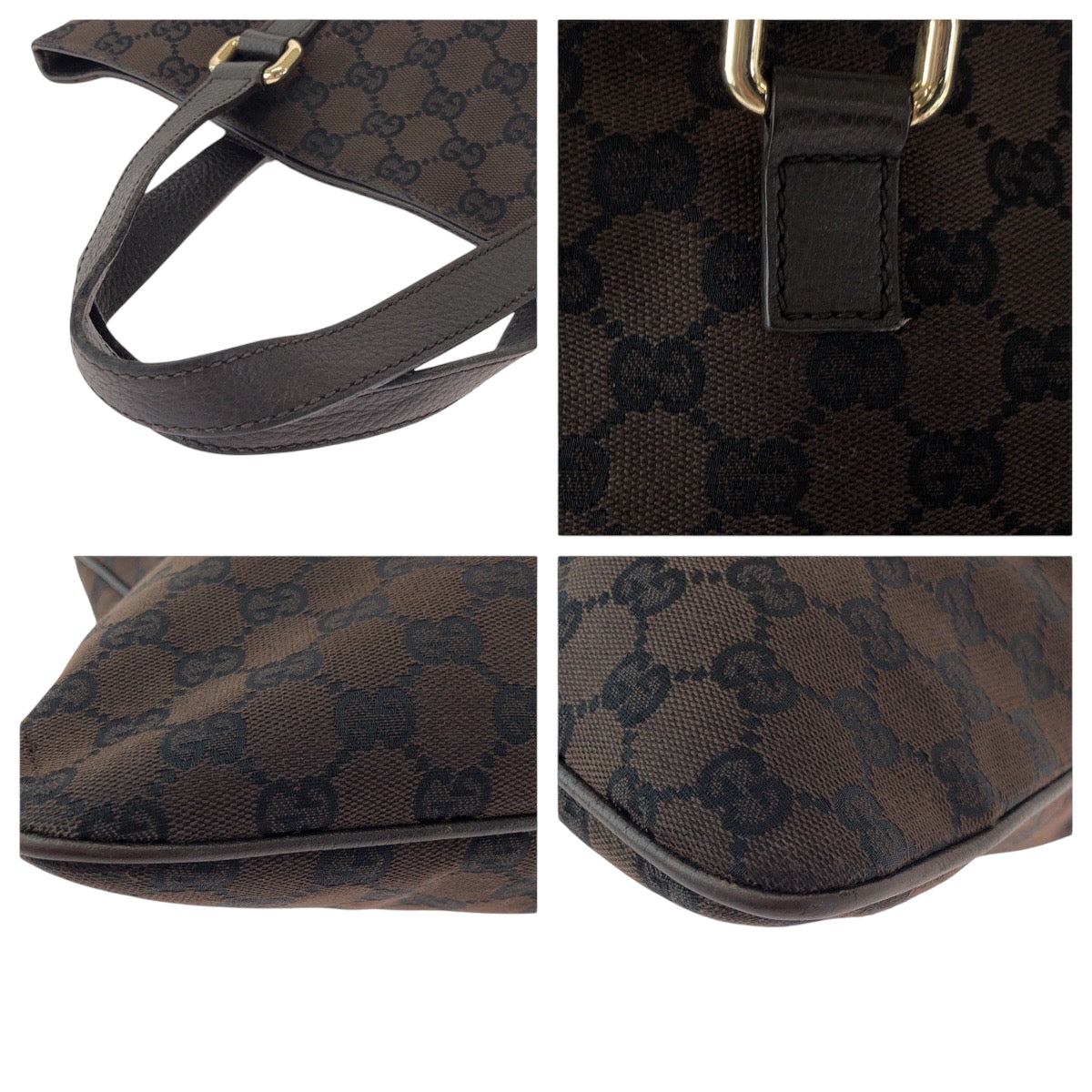 Gucci Tote Bag 272347 Gg Canvas Brown Gold Metal Tote Bag Handbag Mens