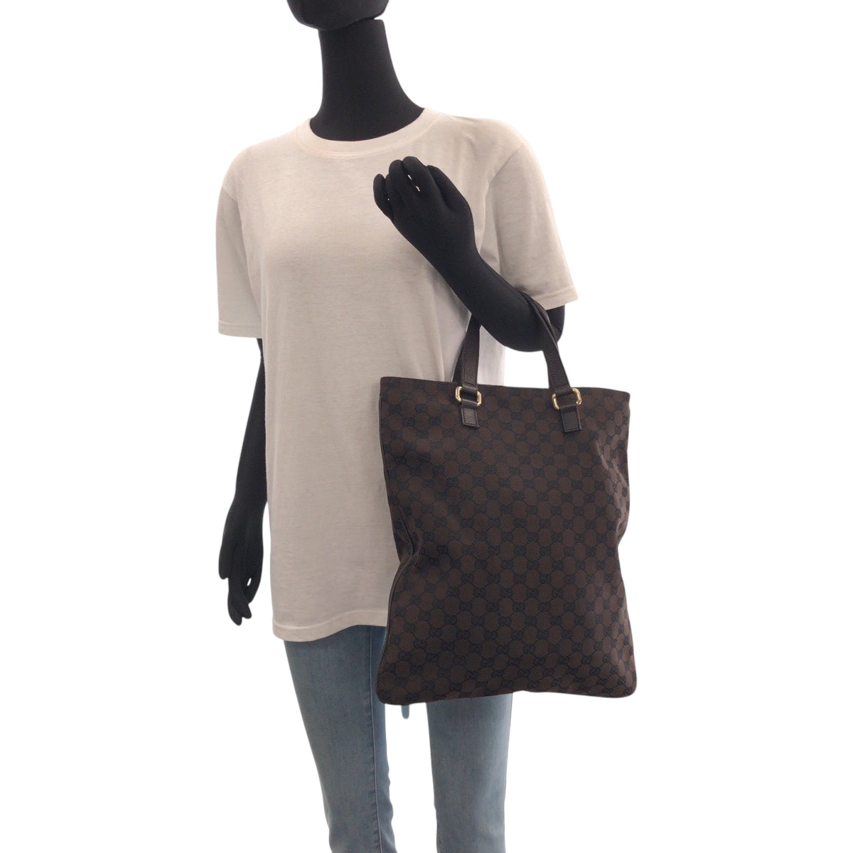 Gucci Tote Bag 272347 Gg Canvas Brown Gold Metal Tote Bag Handbag Mens