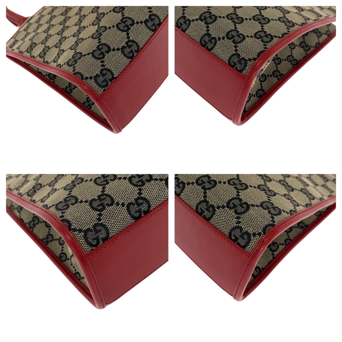 Gucci Handbag 002 1065 Gg Canvas Gray Red Gold Metal Handbag Tote Bag Jackie Women