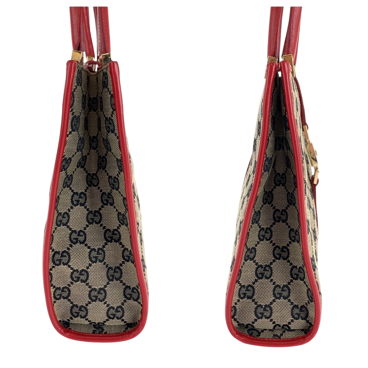 Gucci Handbag 002 1065 Gg Canvas Gray Red Gold Metal Handbag Tote Bag Jackie Women