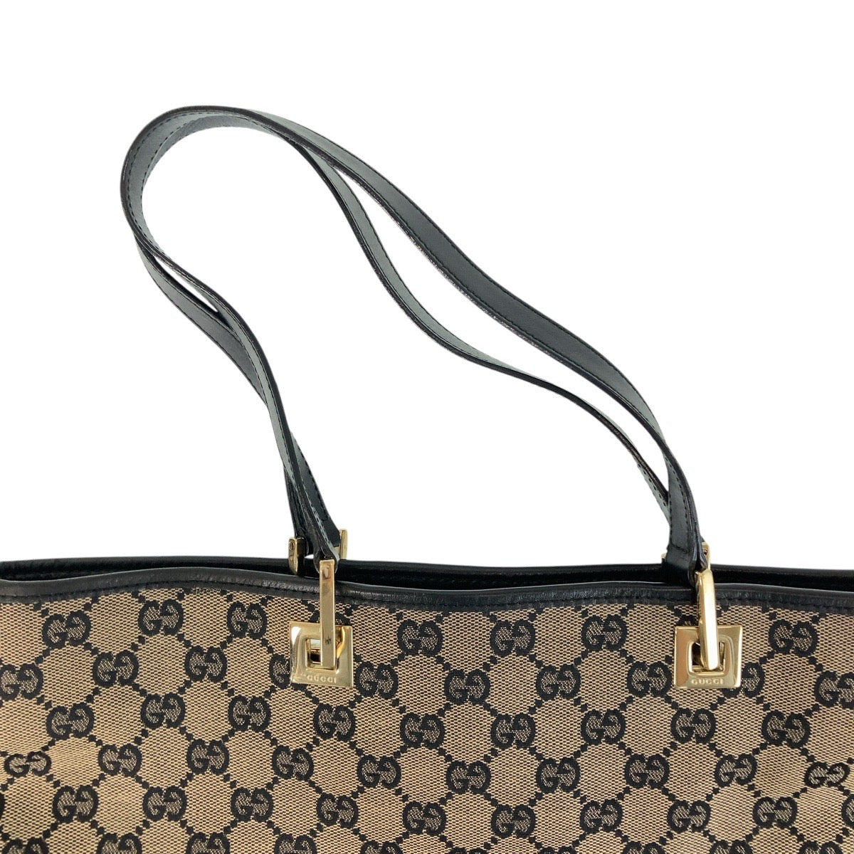 Gucci Tote Bag 002 1098 Gg Canvas, Leather Black Goldmetal Tote Bag Shoulder Bag Women