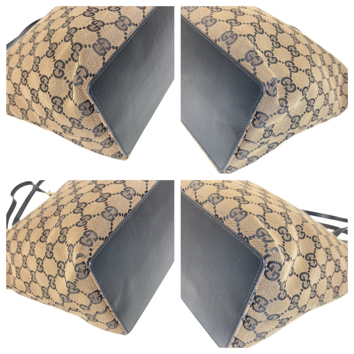 Gucci Tote Bag 002 1098 Gg Canvas, Leather Black Goldmetal Tote Bag Shoulder Bag Women
