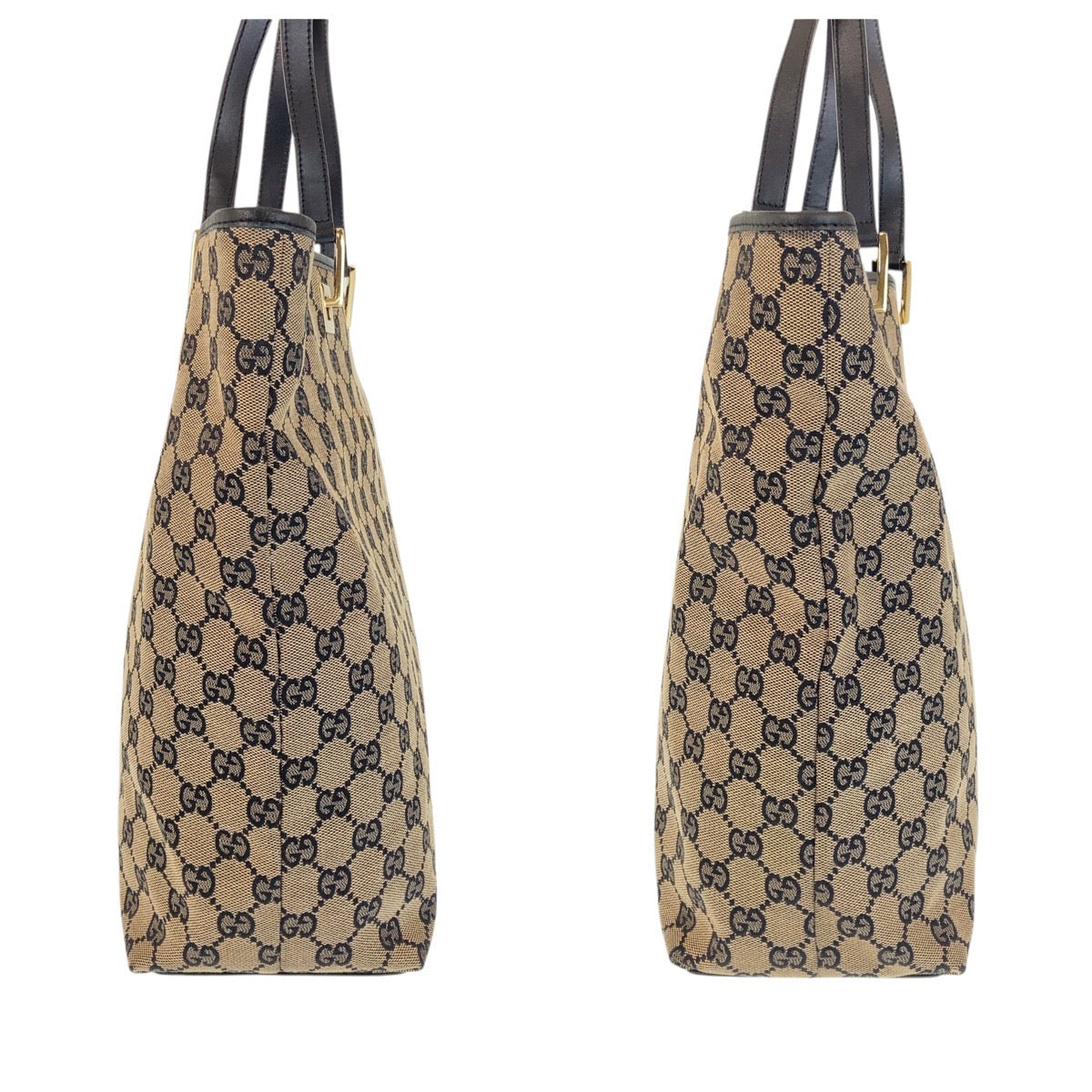 Gucci Tote Bag 002 1098 Gg Canvas, Leather Black Goldmetal Tote Bag Shoulder Bag Women