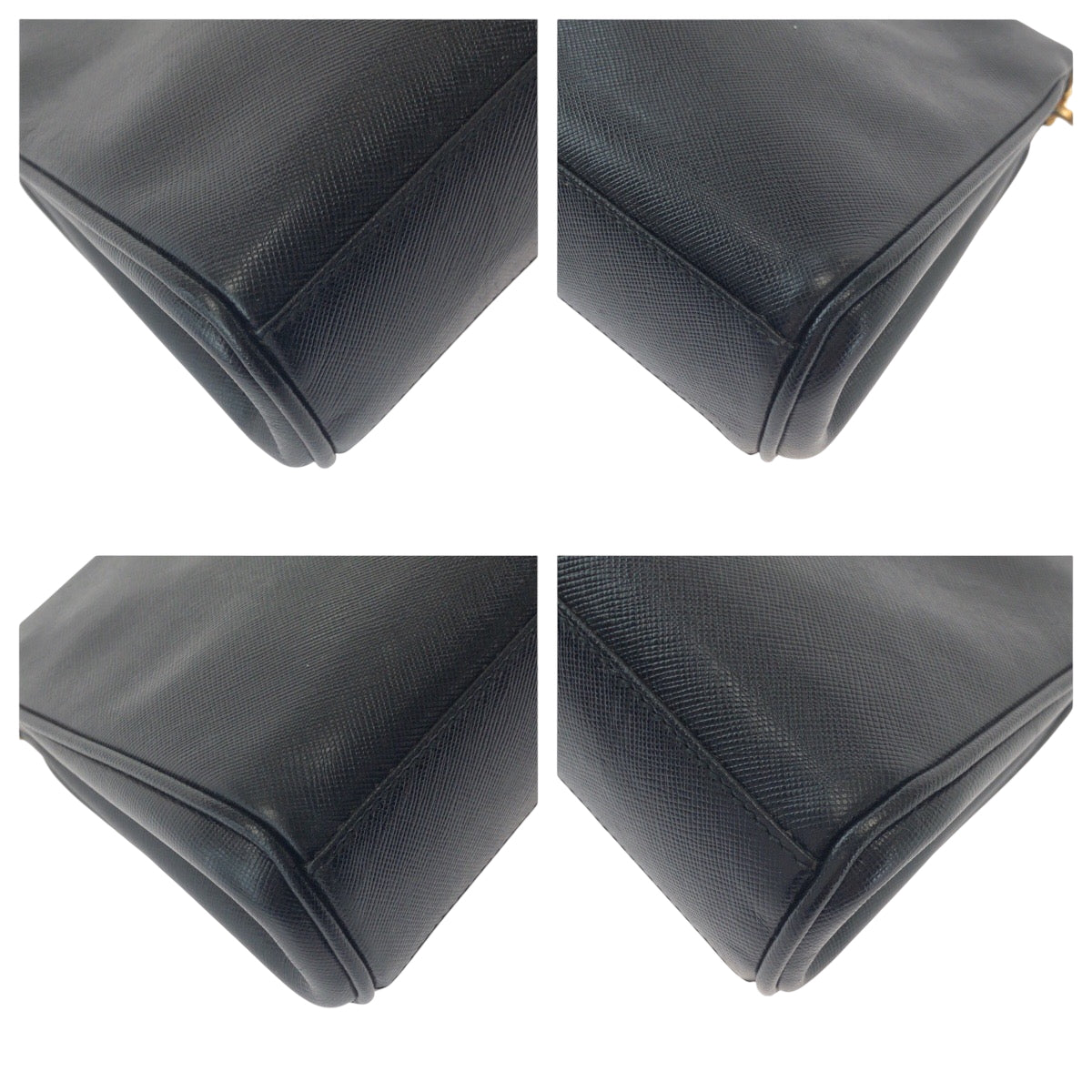 Prada Business Bag Leather Black Goldmetal Business Bag Clutch Bag Safiano Logo Women