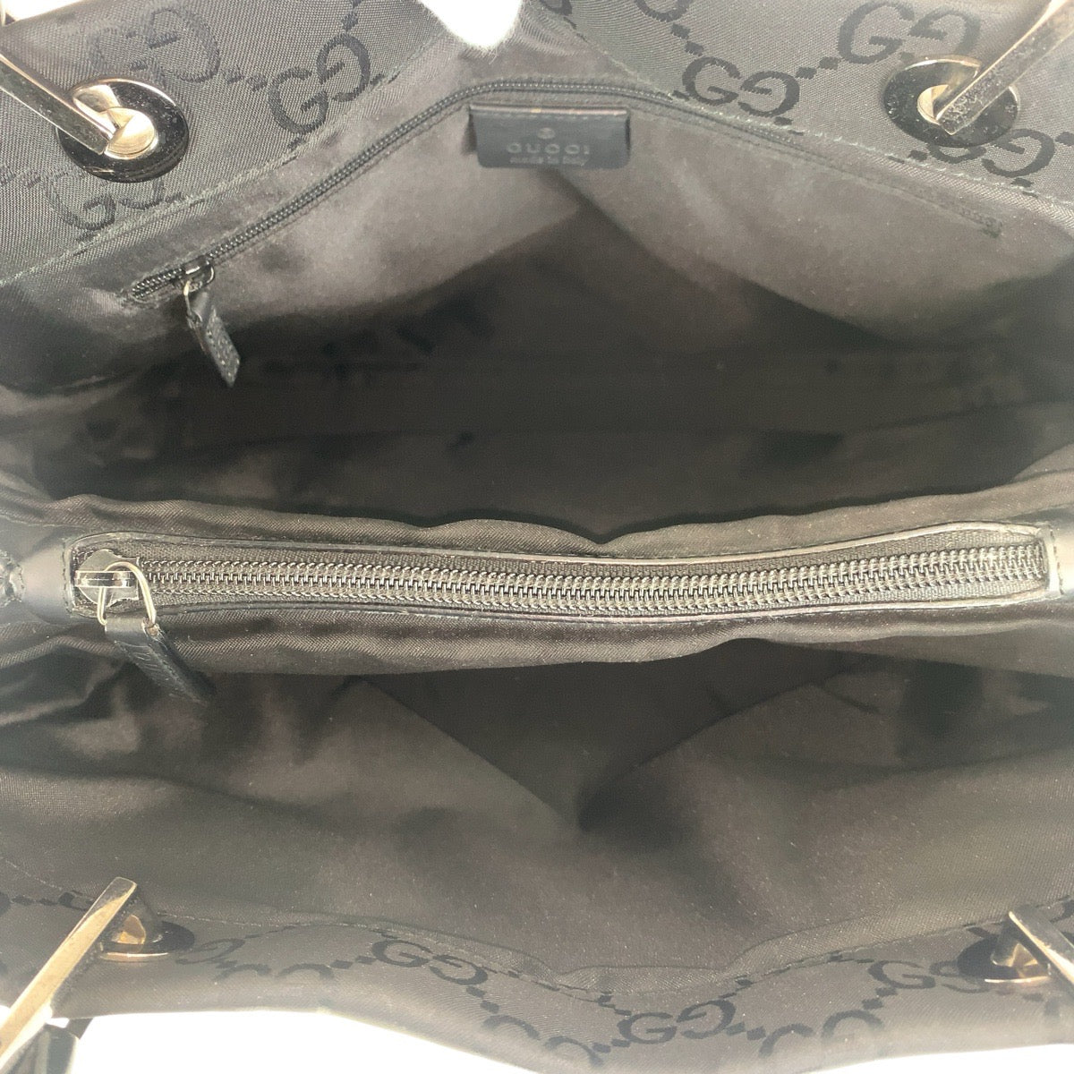 Gucci Tote Bag 002 1010 Gg Canvas Black Silvermetal Tote Bag Handbag Bamboo Women
