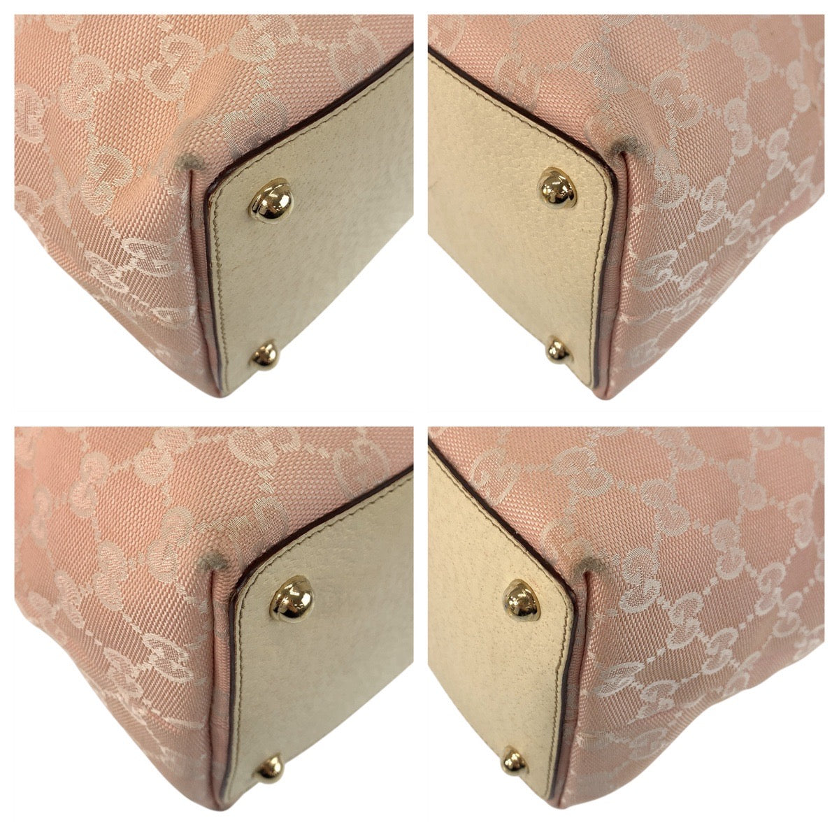 Gucci Tote Bag 139552 Gg Canvas, Leather Pink White Gold Metal Tote Bag Shoulder Bag Women