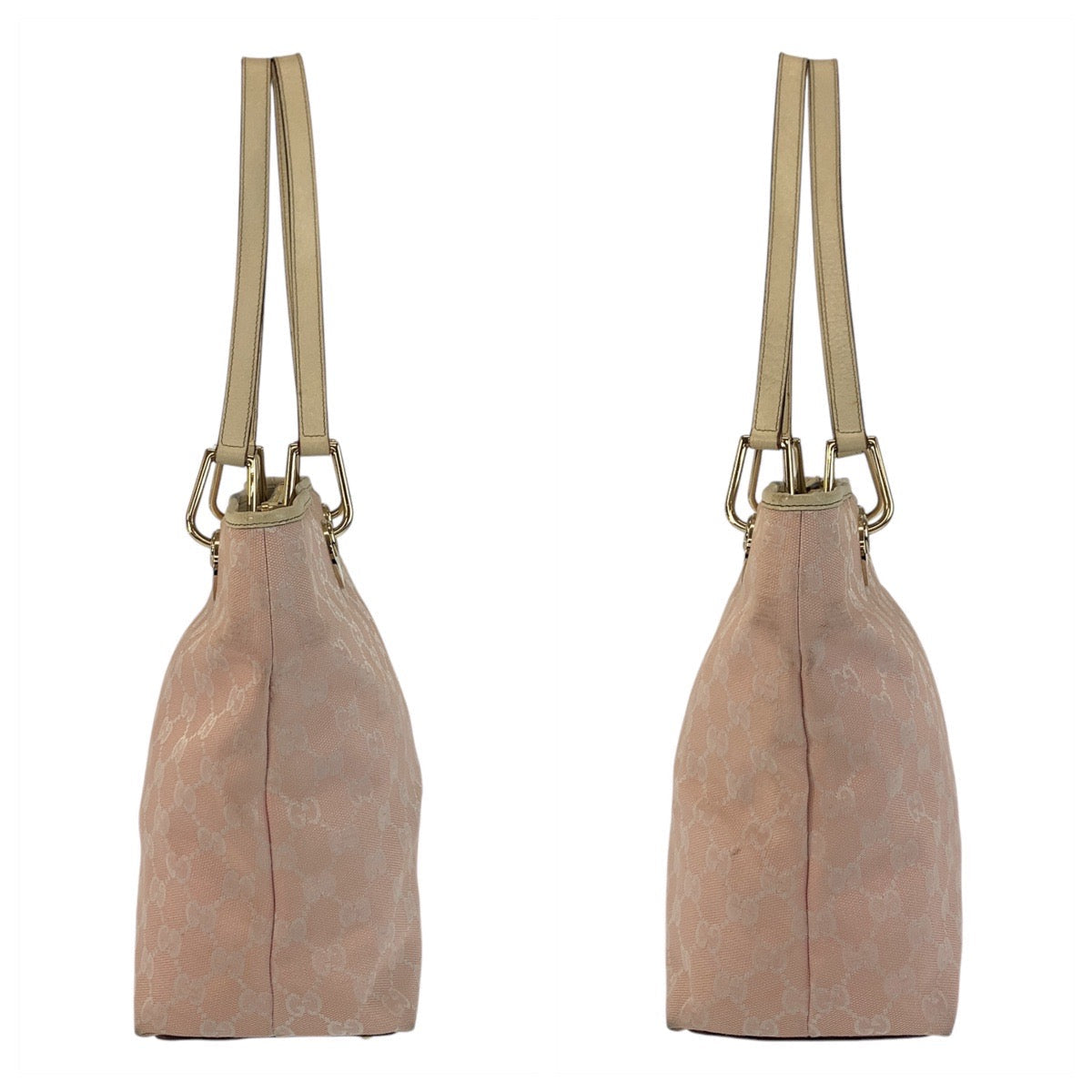 Gucci Tote Bag 139552 Gg Canvas, Leather Pink White Gold Metal Tote Bag Shoulder Bag Women