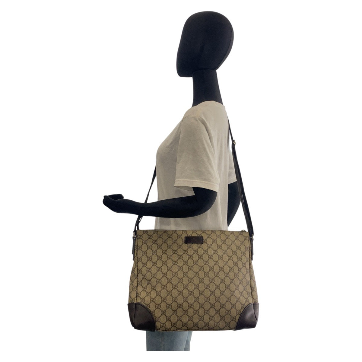 Gucci Shoulder Bag 110054 Gg Supreme Canvas, Leather Beige Shoulder Bag Messenger Bag Women