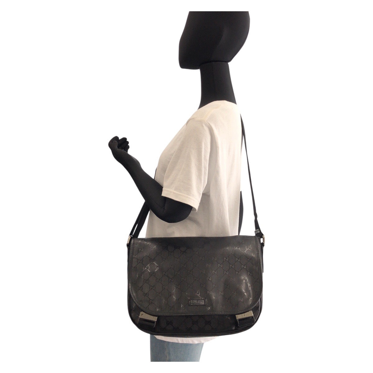 Gucci Shoulder Bag Pvc Black Shoulder Bag Messenger Bag Gg Implementation Women