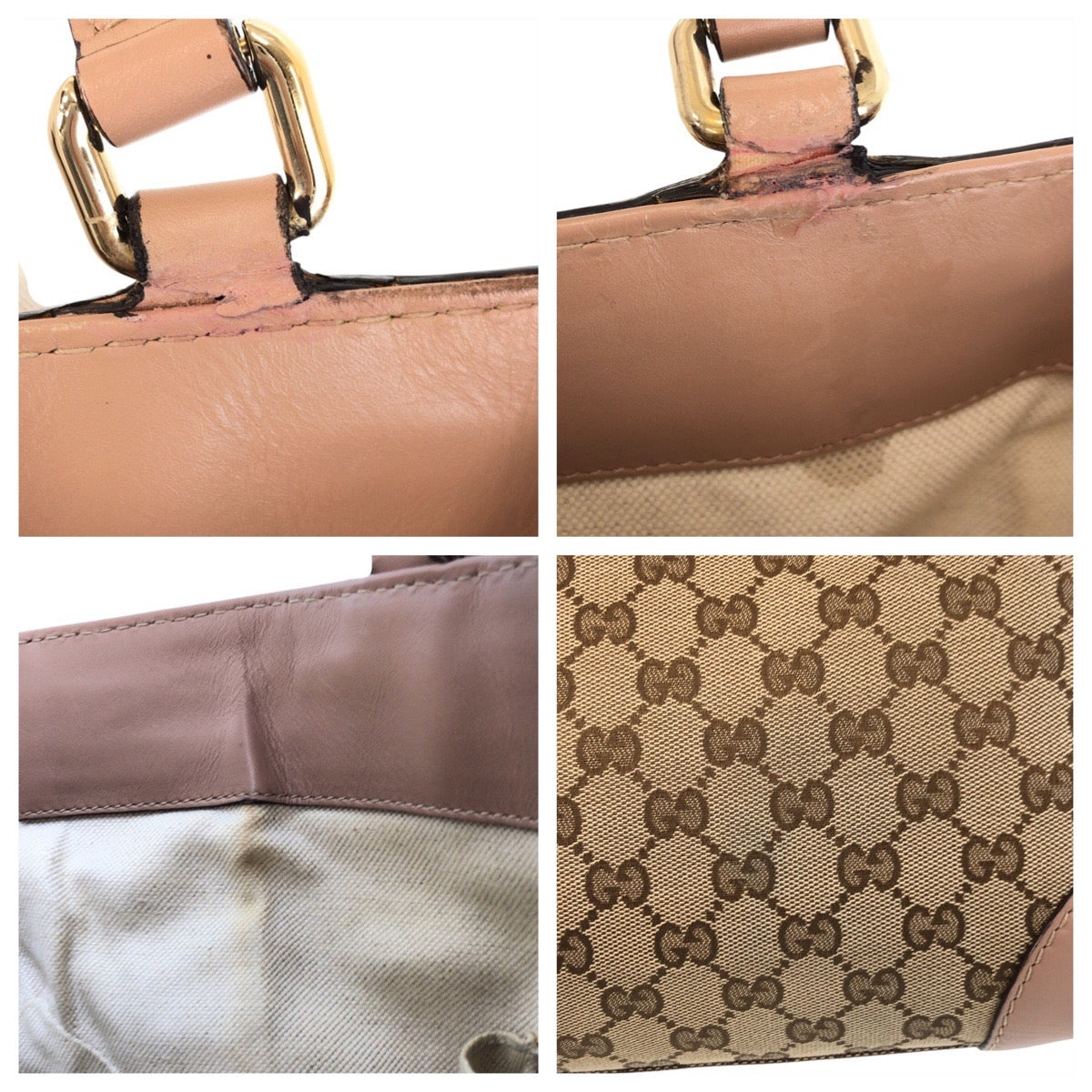 Gucci Tote Bag 257061 Gg Canvas, Leather Beige Tote Bag Shoulder Bag Mayfair Women