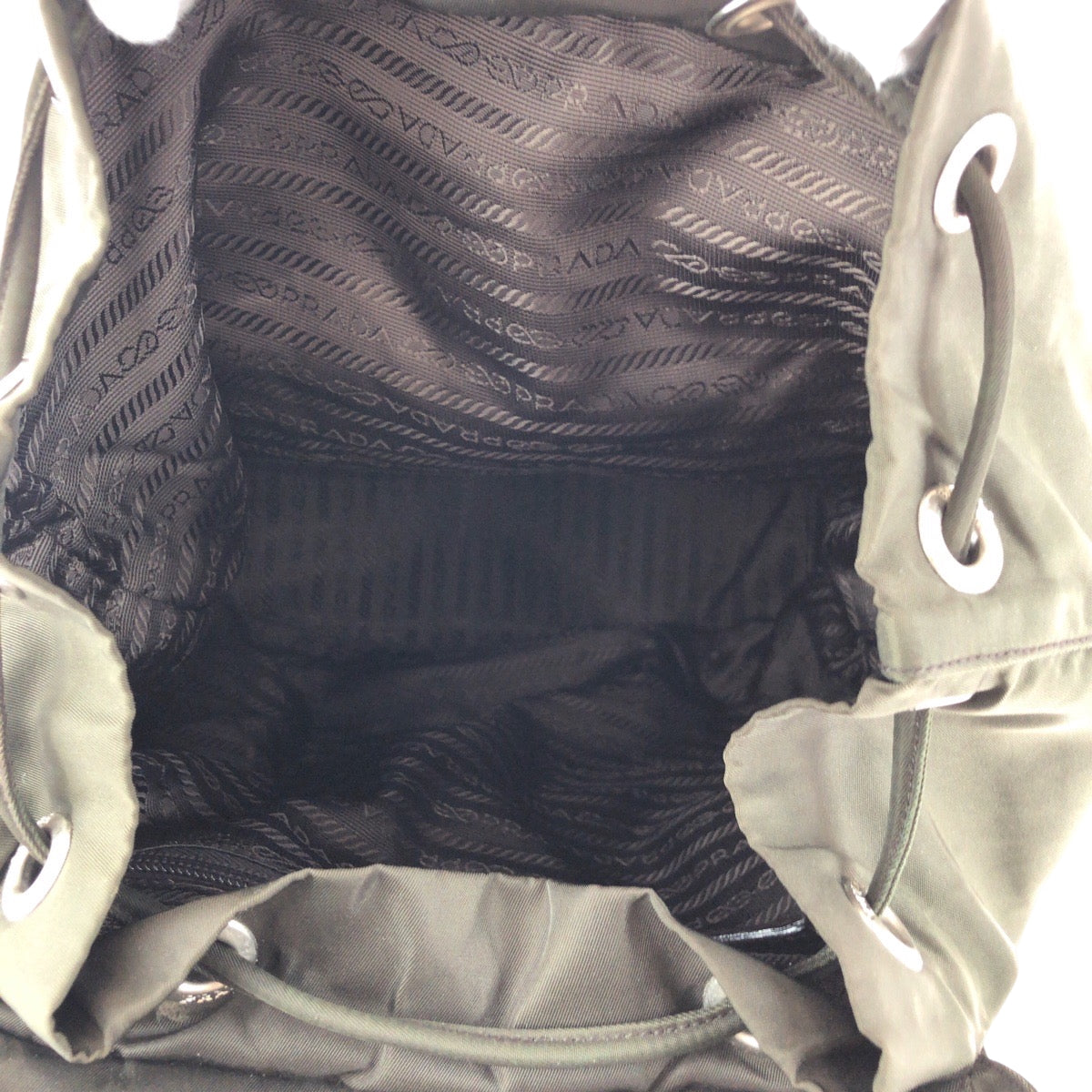 Prada Backpack Nylon Khaki Brown Silvermetal Backpack Backpack Test Triangle With Logo Women