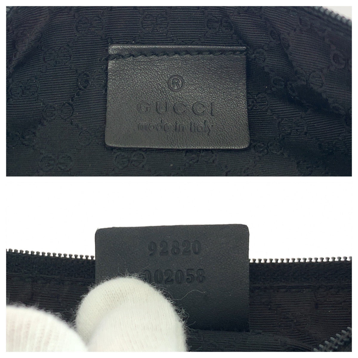 Gucci Handbag 92320 Canvas, Leather Black Silvermetal Handbag Accessory Pouch Sherry Line Women