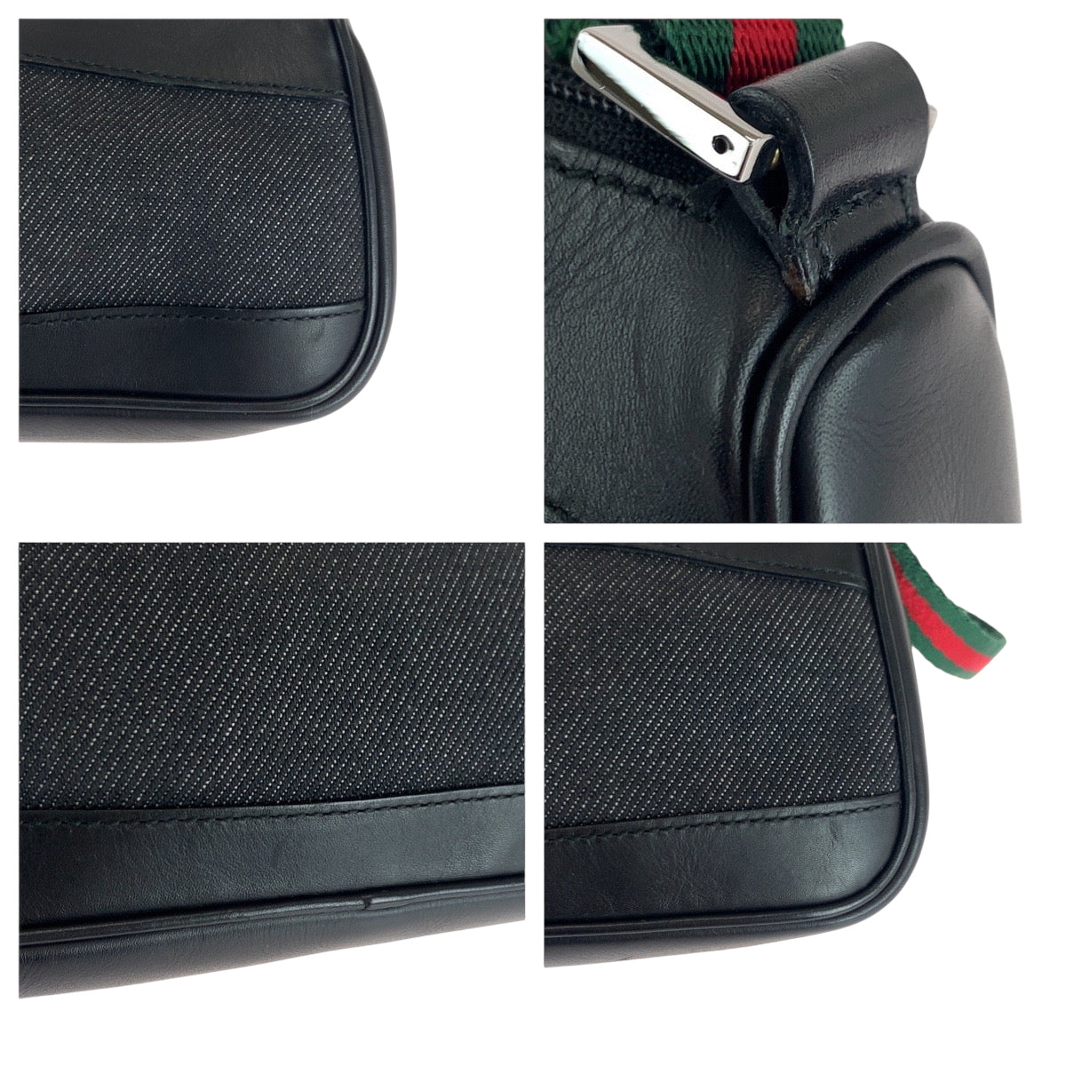 Gucci Handbag 92320 Canvas, Leather Black Silvermetal Handbag Accessory Pouch Sherry Line Women