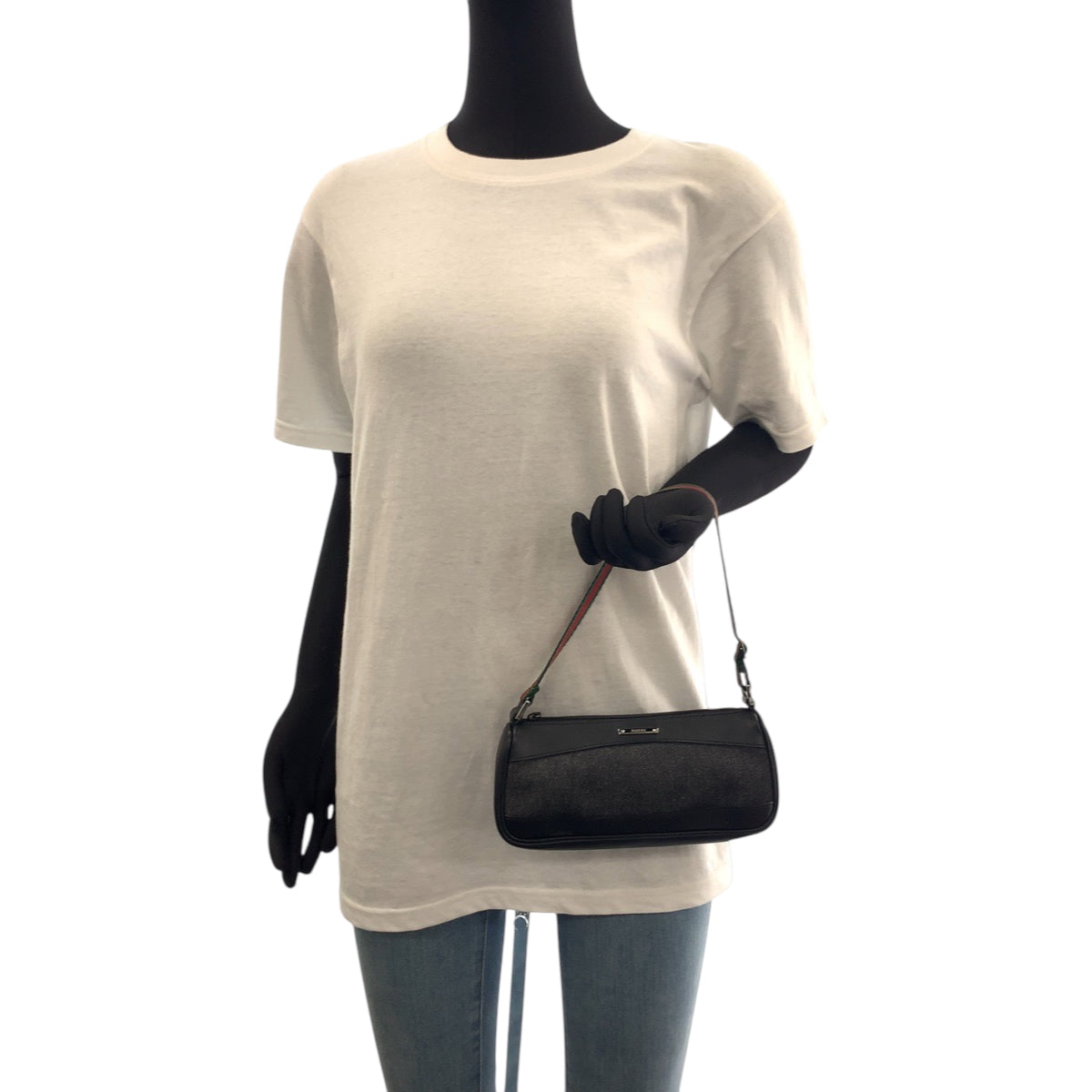 Gucci Handbag 92320 Canvas, Leather Black Silvermetal Handbag Accessory Pouch Sherry Line Women