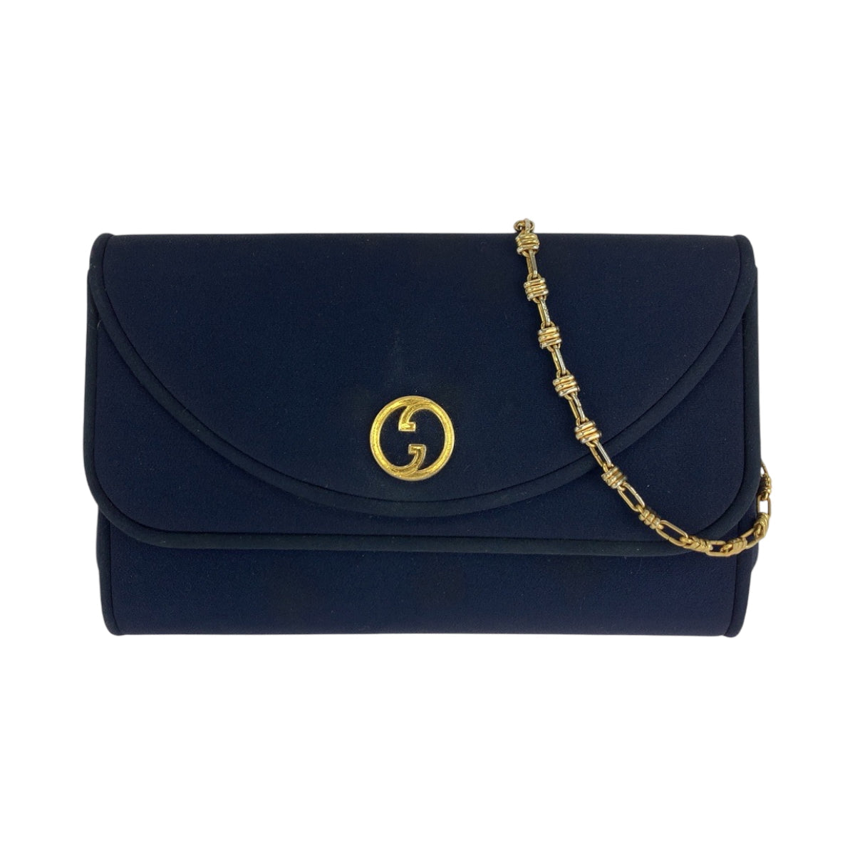 Gucci Shoulder Bag Canvas Navy Gold Metal Chainshoulder Bag Shoulder Old Gucci Women