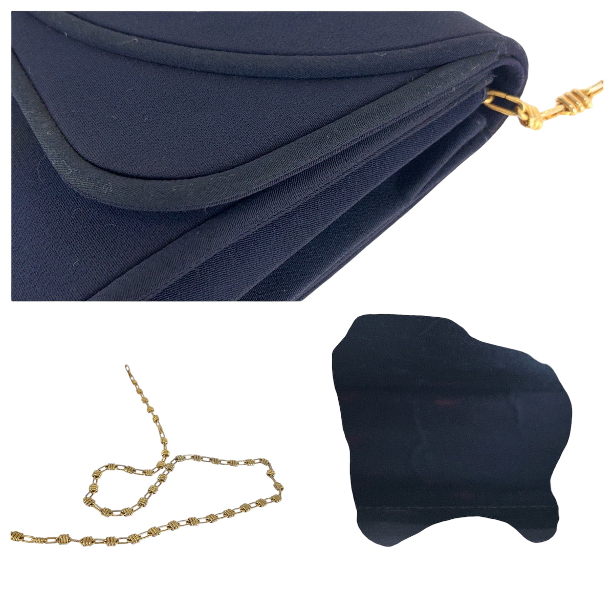 Gucci Shoulder Bag Canvas Navy Gold Metal Chainshoulder Bag Shoulder Old Gucci Women